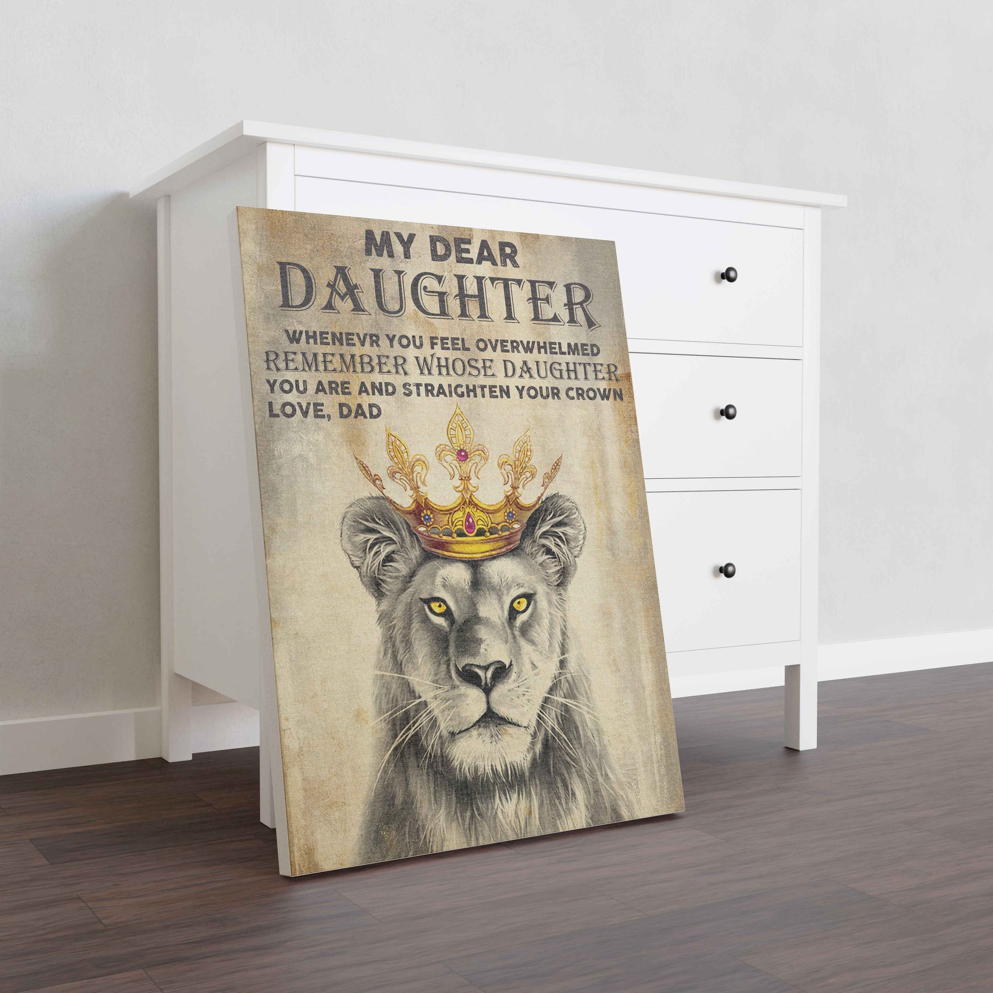 Skitongifts Wall Decoration, Home Decor, Decoration Room Lion To My Daughter Whenever You Feel Overwhelmed Remember Whose Daughter Love Dad-TT1201