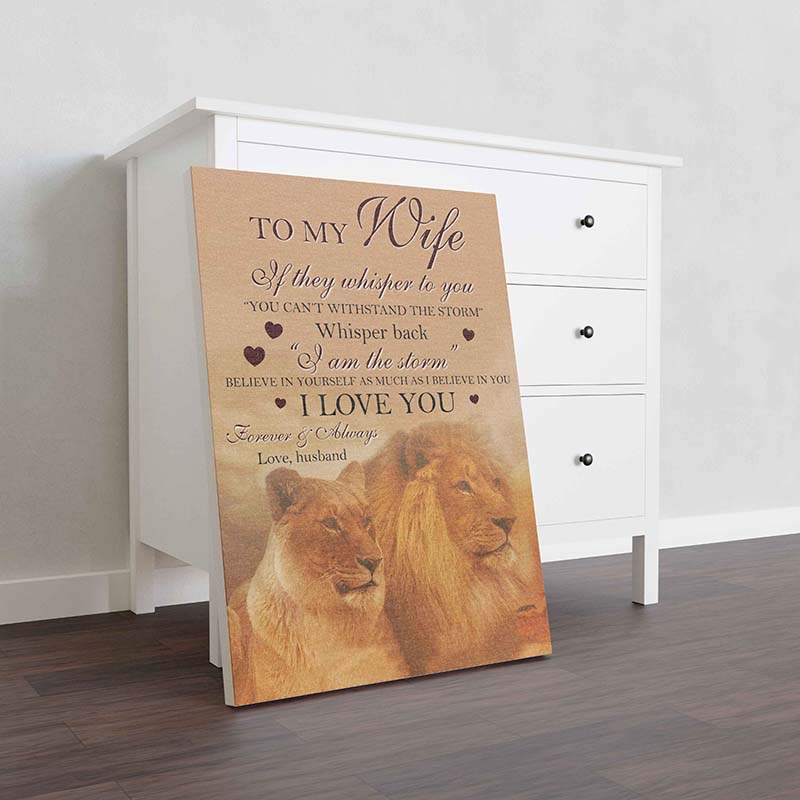Skitongifts Wall Decoration, Home Decor, Decoration Room Lion To My Wife I Love You Forever & Always-TT2712