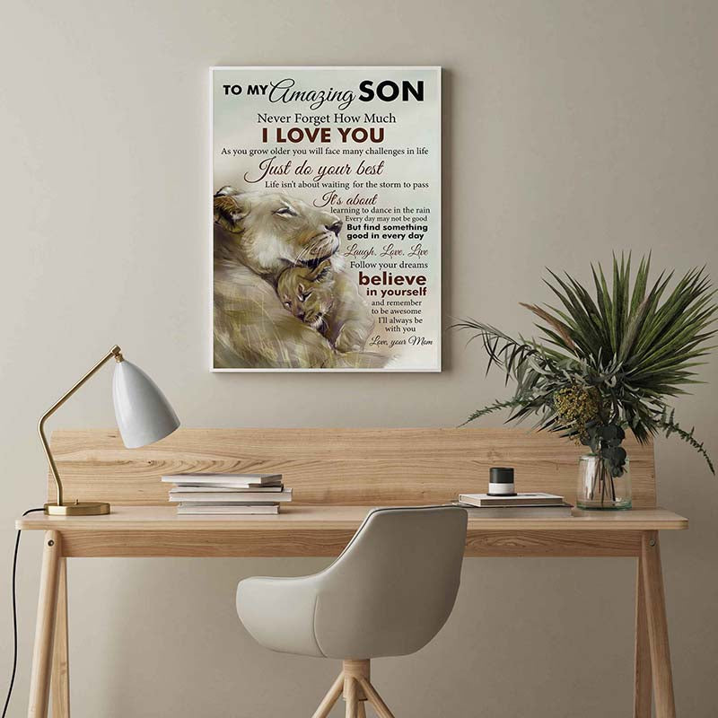 Skitongifts Wall Decoration, Home Decor, Decoration Room Lion to My Amazing Son As You Grow Older You'll Many Challenges in Life Just Do Your Best Your Mom-TT2803