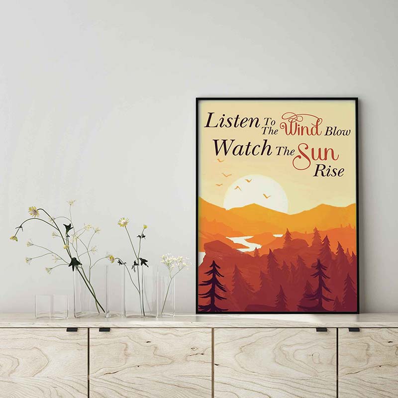 Skitongifts Wall Decoration, Home Decor, Decoration Room Listen To The Wind Blow Watch The Sun Rise TT0903