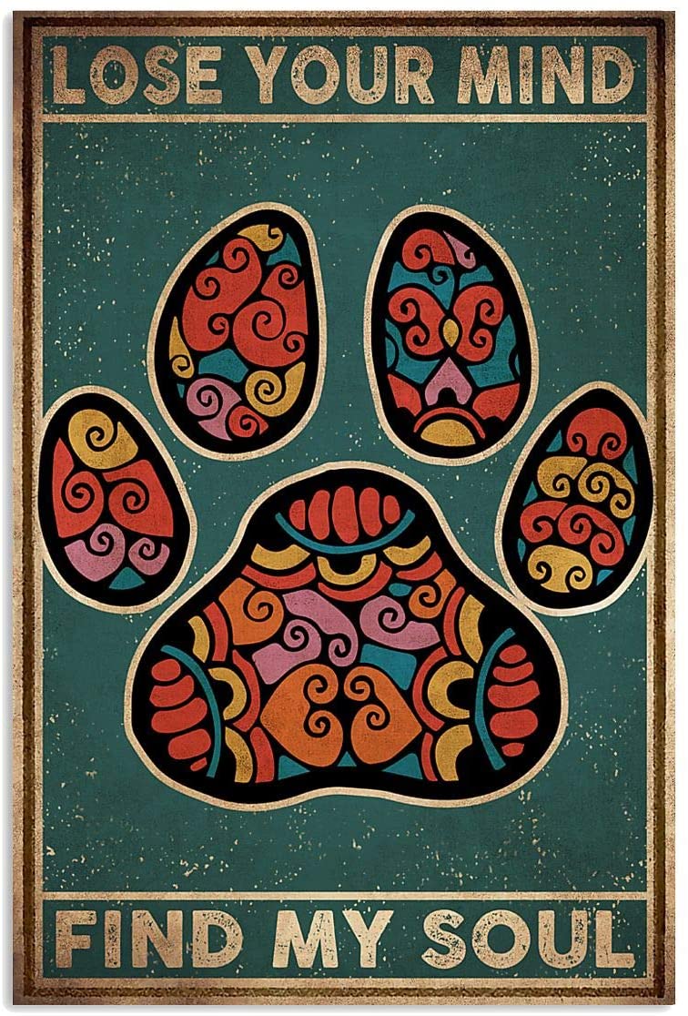 Lose Your Mind Find Your Soul Dog Cat Pet Paw Indian Pattern Hippie Quote