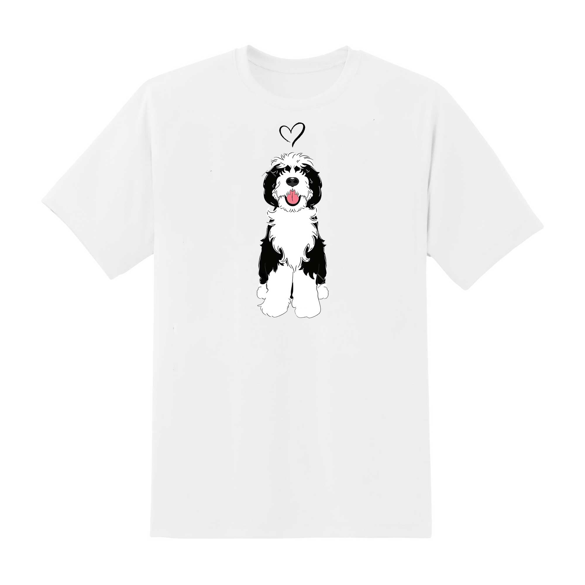 Skitongift Love Black And White Sheepadoodle Classic T Shirt Funny Shirts Hoodie Sweater Short Sleeve Casual Shirt Regular Fit