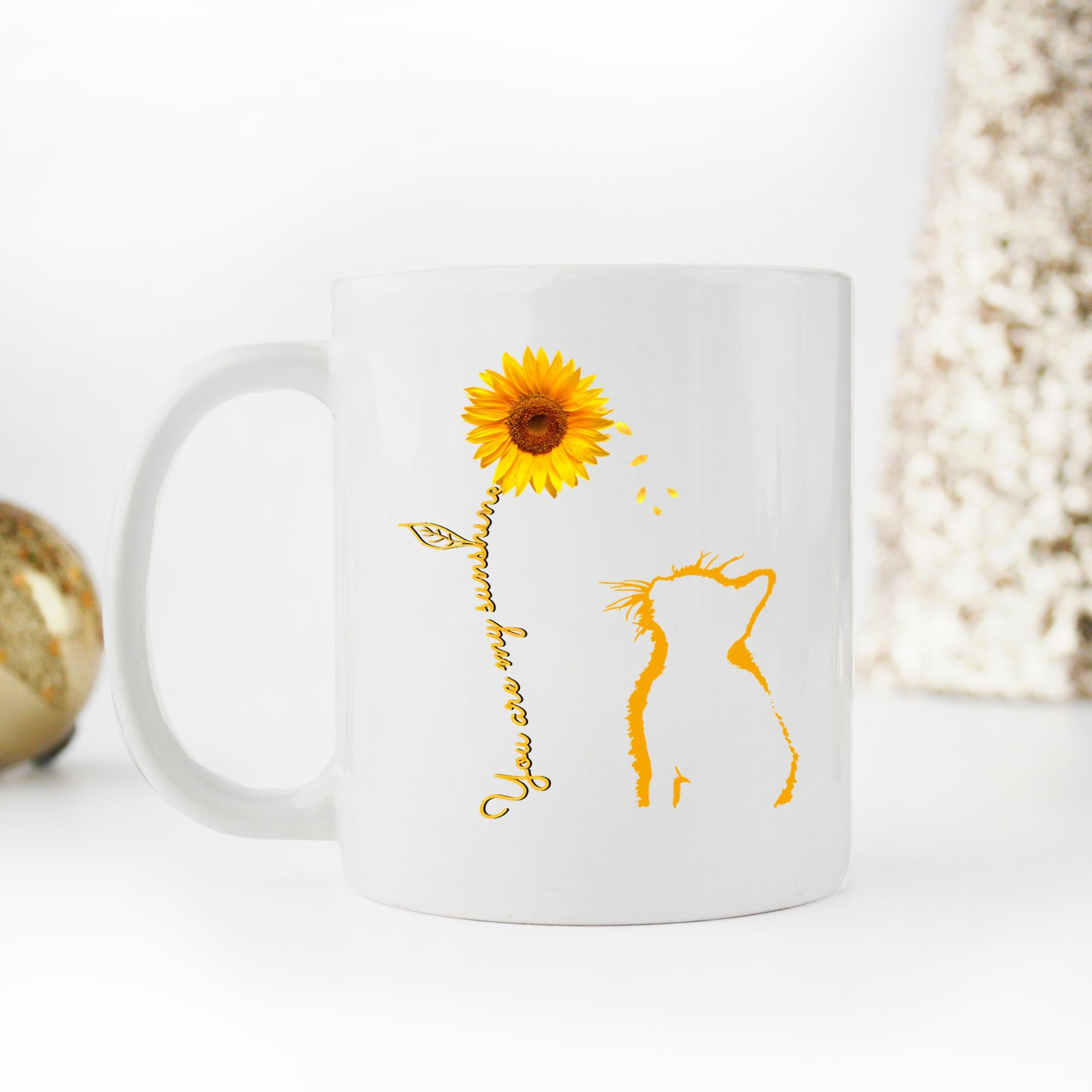 Skitongifts Coffee Mug Funny Ceramic Novelty M113-NH271221-Cat Sunflower You Are My Sunshine Rkf3Op5