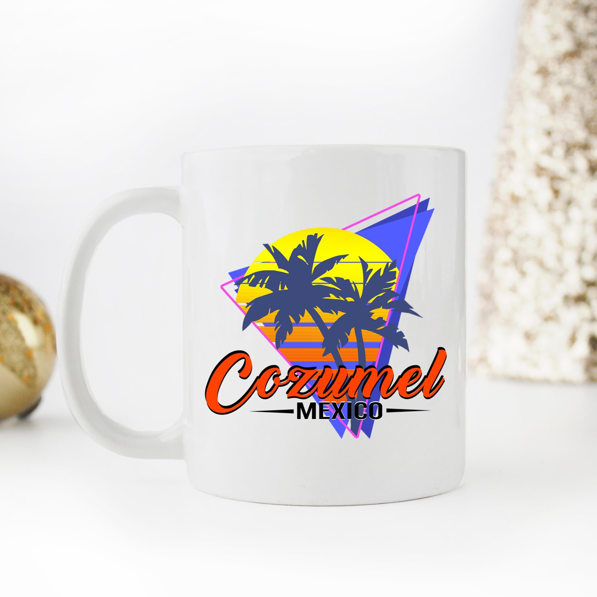 Skitongifts Coffee Mug Funny Ceramic Novelty M121-NH281221-Cozumel Mexico Palm Trees Sunset Beach Msf1R64