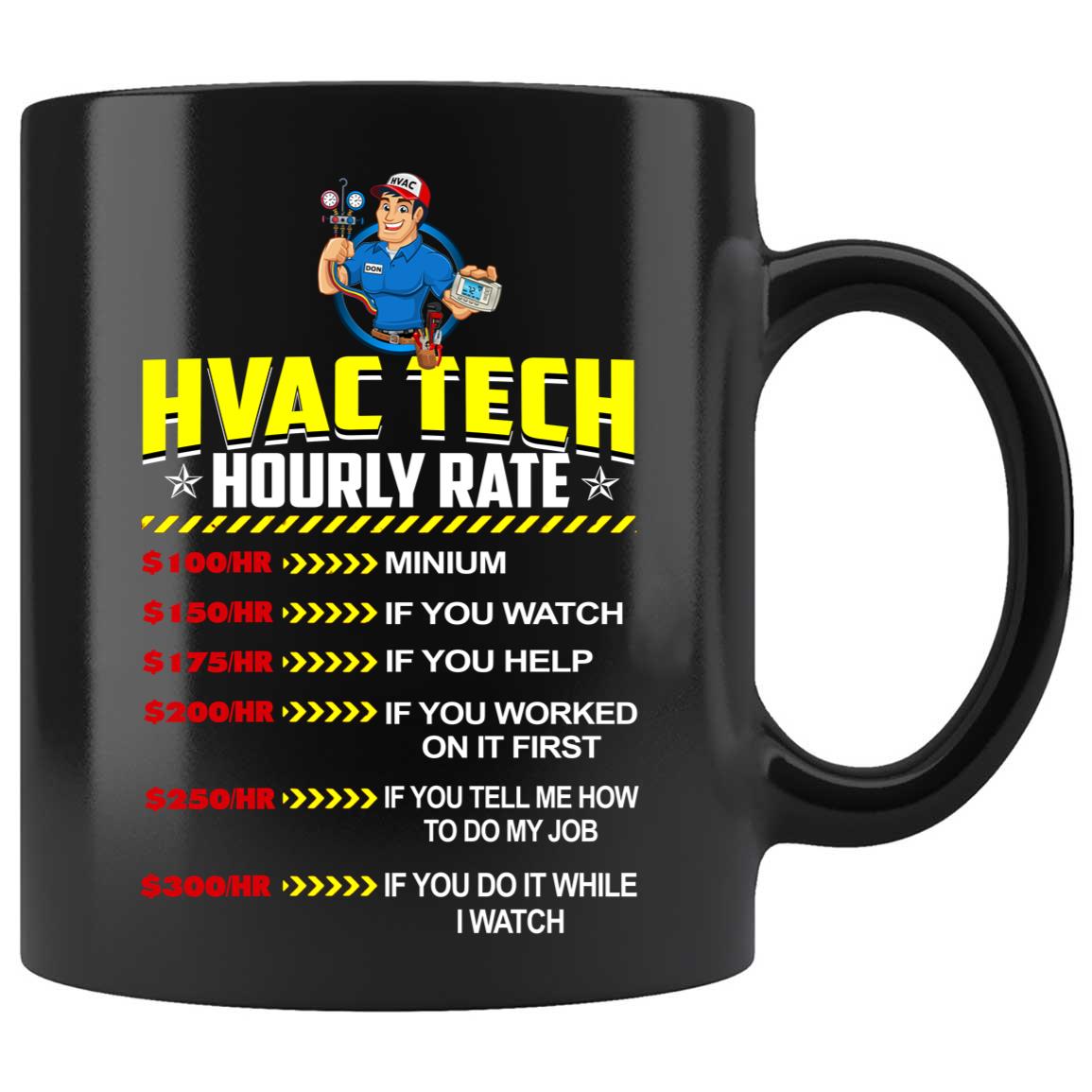 Skitongifts Coffee Mug Funny Ceramic Novelty HVAC Tech Hourly Rate Yf9Zhz4