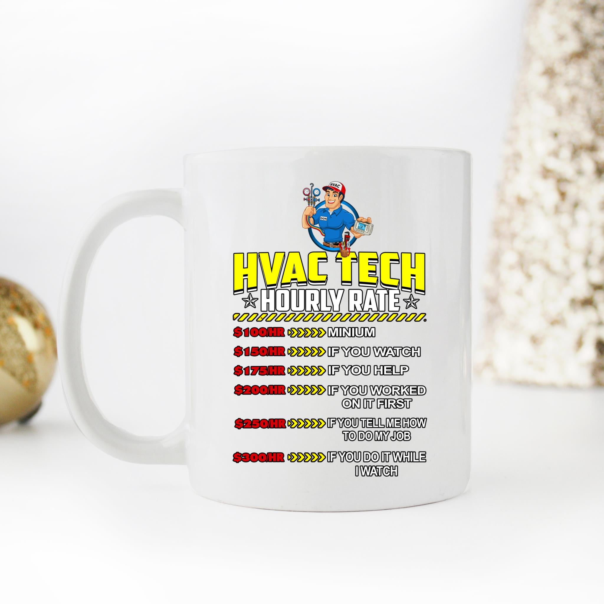 Skitongifts Coffee Mug Funny Ceramic Novelty HVAC Tech Hourly Rate Yf9Zhz4