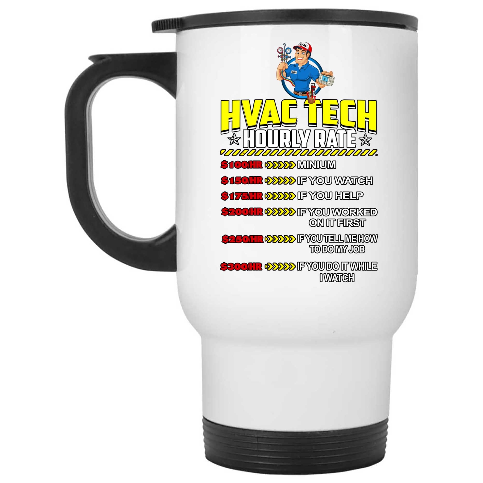 Skitongifts Coffee Mug Funny Ceramic Novelty HVAC Tech Hourly Rate Yf9Zhz4
