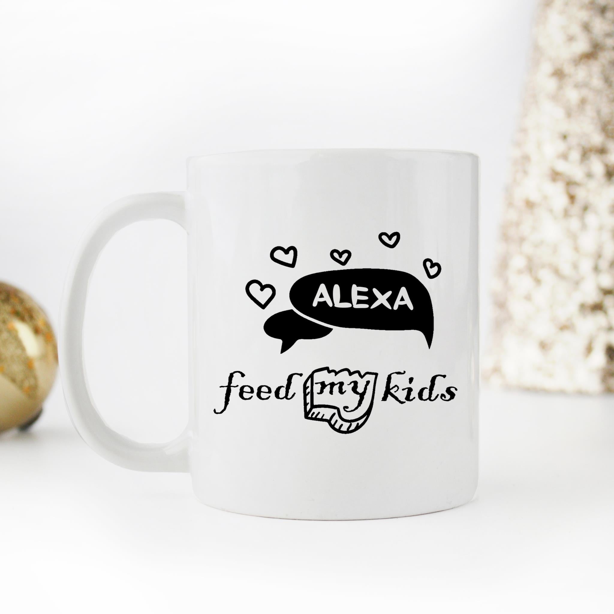 Skitongifts Coffee Mug Funny Ceramic Novelty Alexa Feed My Kids Q5Ihkvs