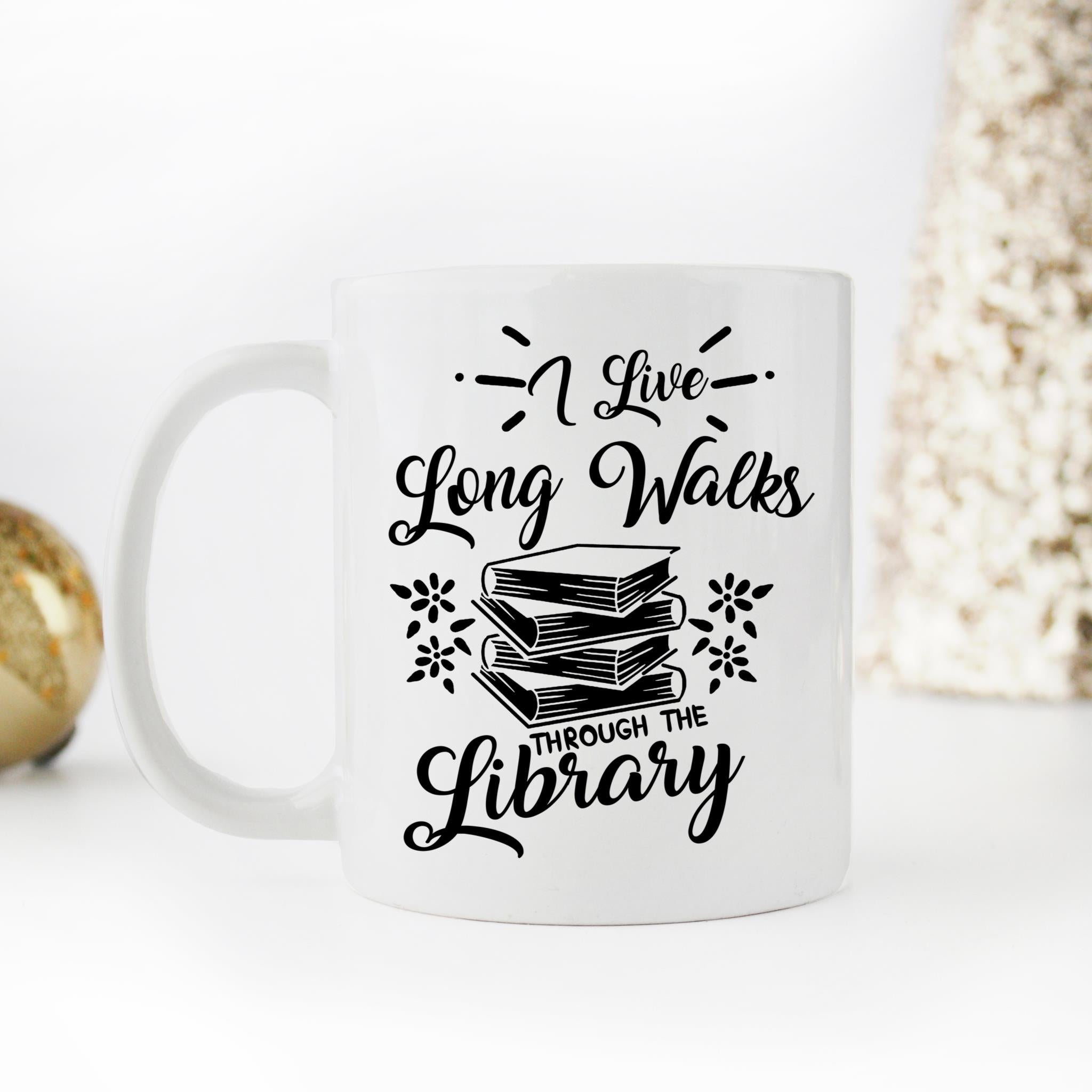 Skitongifts Coffee Mug Funny Ceramic Novelty I Like Walks Through The Library Xg37Aky