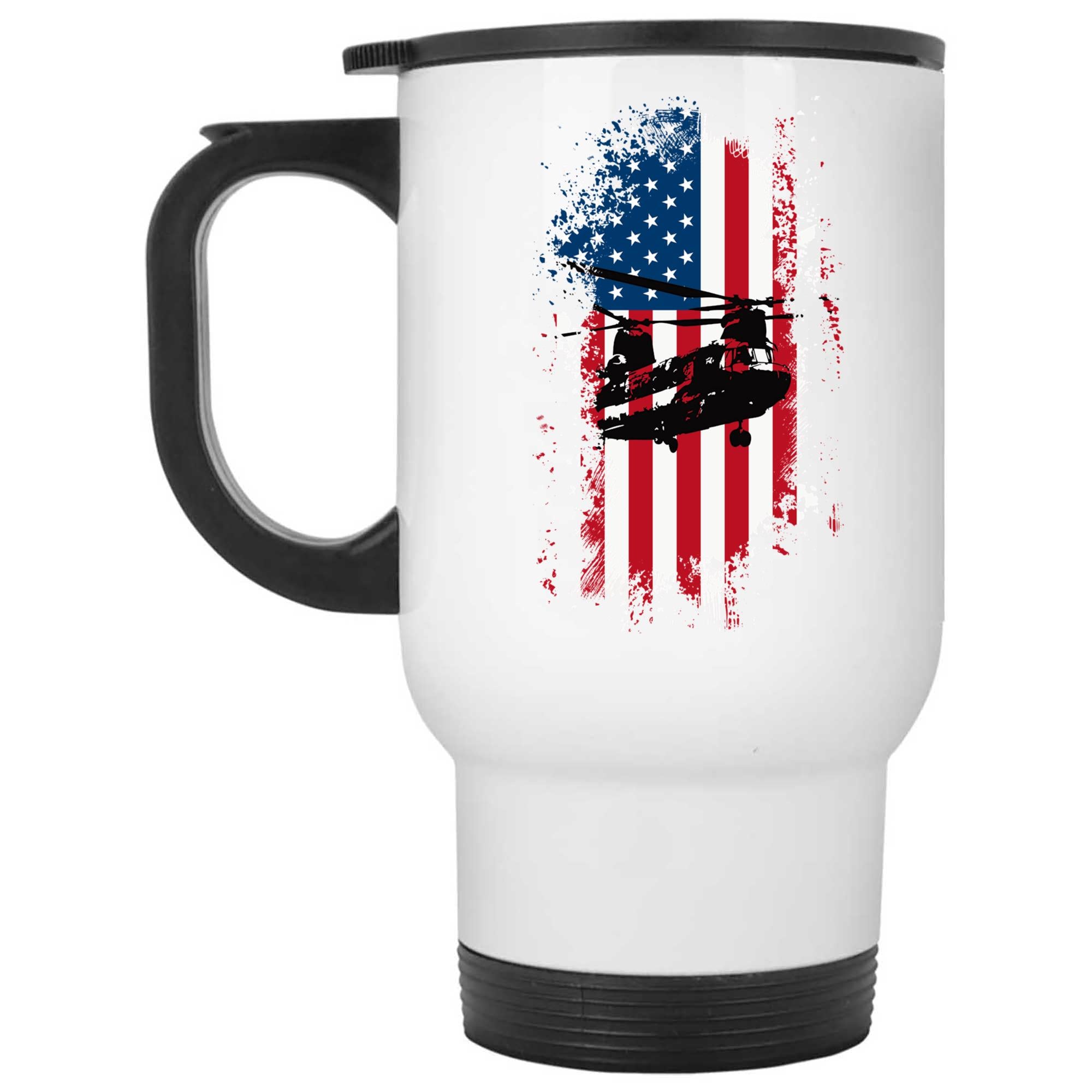 Skitongifts Funny Ceramic Coffee Mug For Birthday, Mother's Day, Father's Day, Christmas NH281121-Ch47 Military Helicopter American Flag Hswzcc2