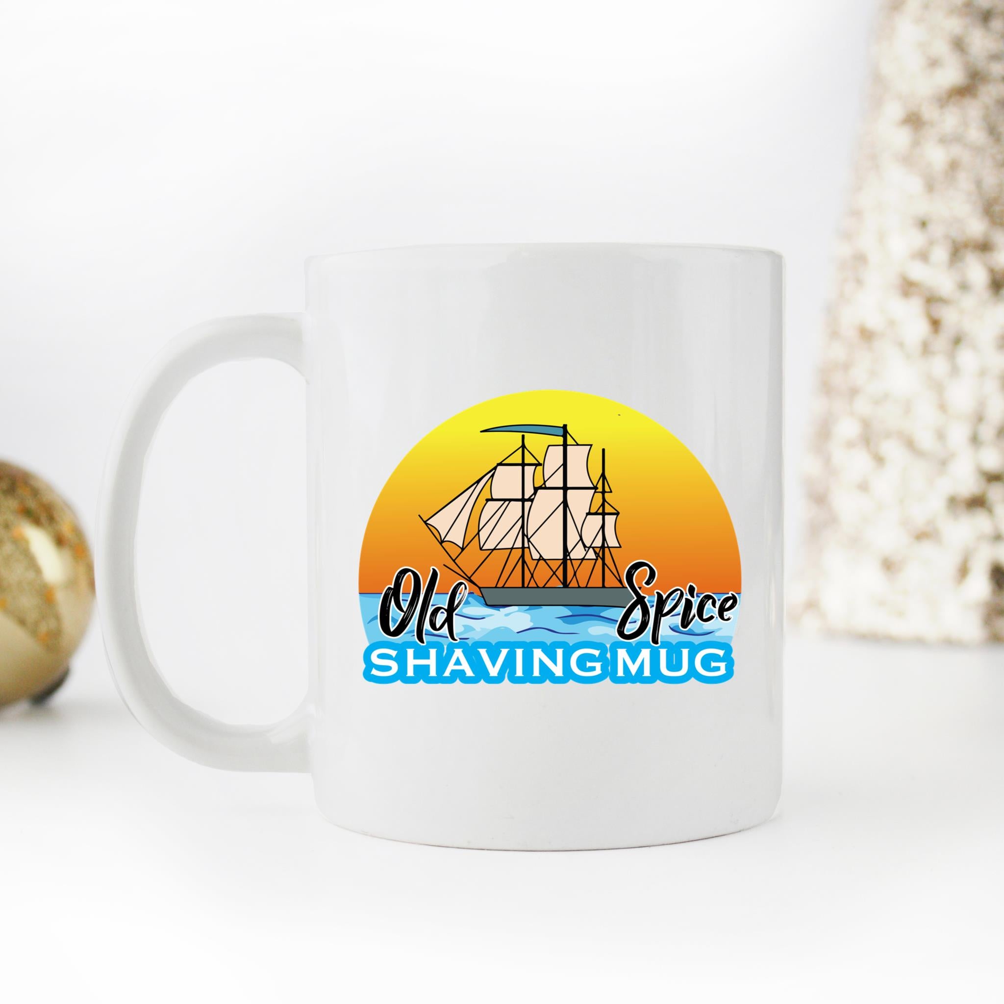 Skitongifts Funny Ceramic Coffee Mug For Birthday, Mother's Day, Father's Day Vintage Old Spice Shaving Mug Ship Grand Turk Salem Recovery A76Shse