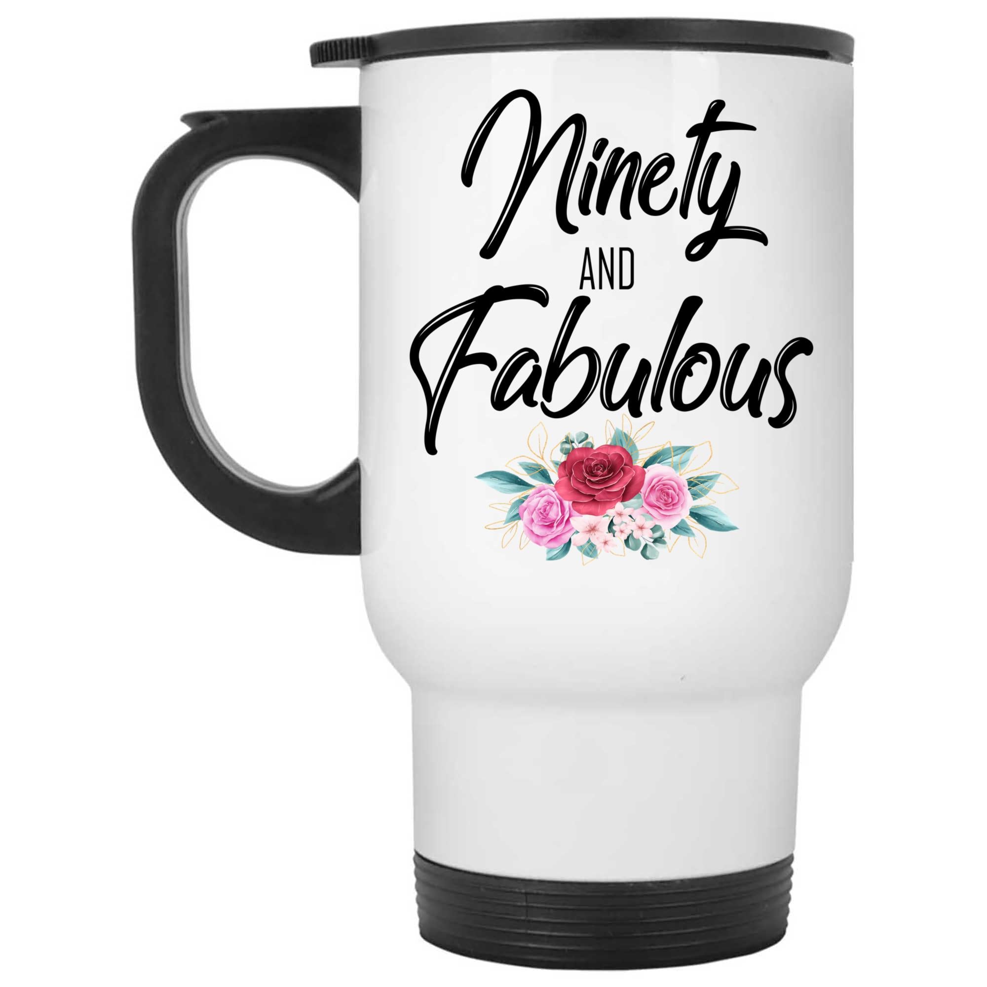 Skitongifts Funny Ceramic Coffee Mug For Birthday, Mother's Day, Father's Day, Christmas NH181221-Her 90 Year Old - Ninety And Fabulous Ek8Um78