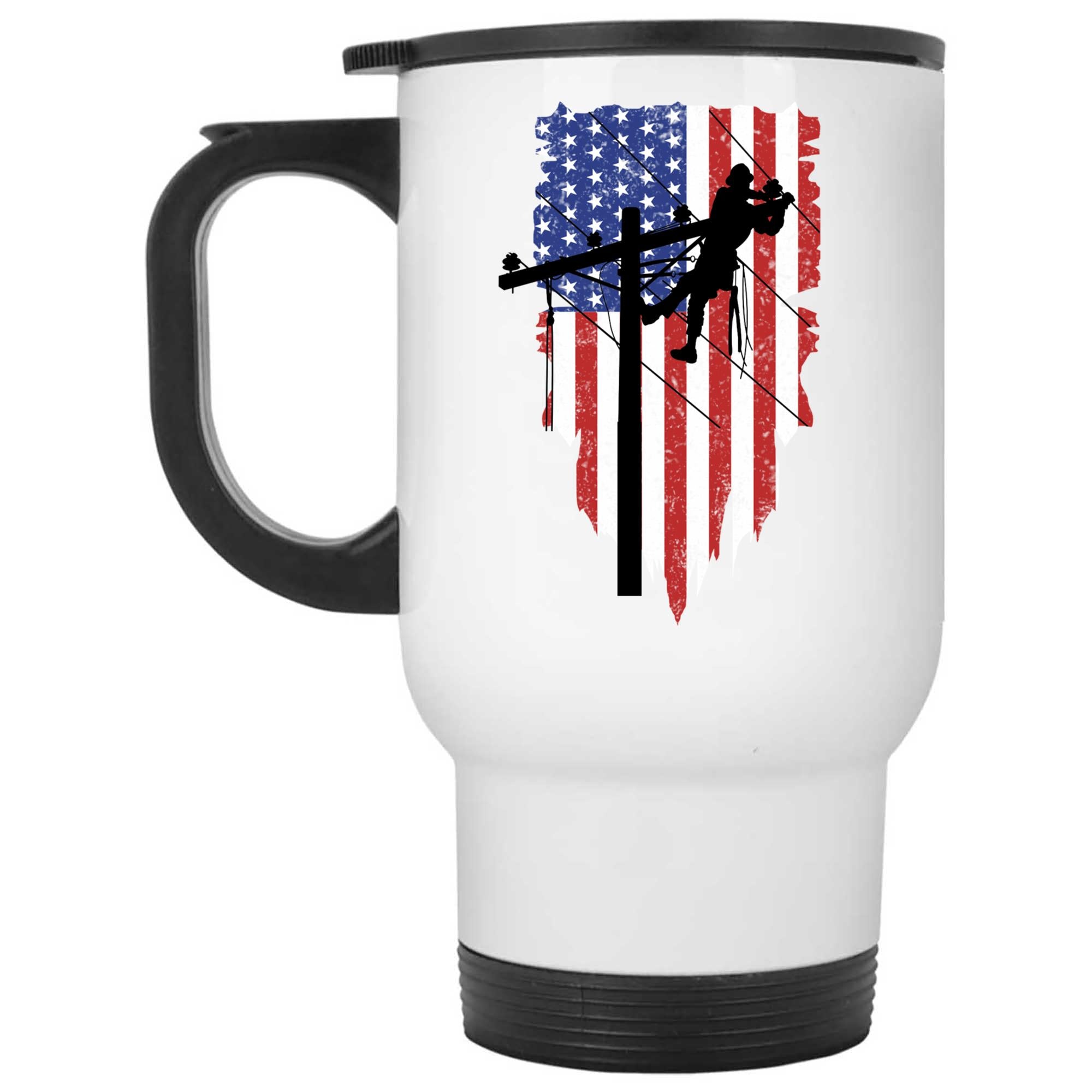 Skitongifts Funny Ceramic Coffee Mug For Birthday, Mother's Day, Father's Day NH181221-Lineman American Flag, Usa Flag Lineman Funny Idmayfo