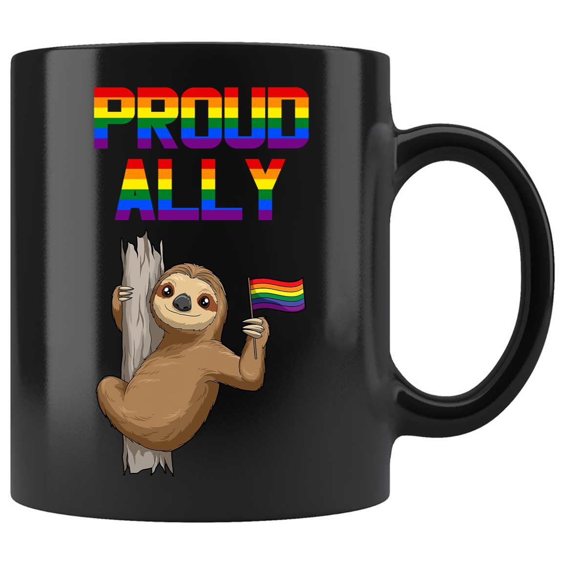 Skitongifts Coffee Mug Funny Ceramic Novelty M98-NH261221-Sloth Proud Ally LGBTQ Pride 44V7Utj