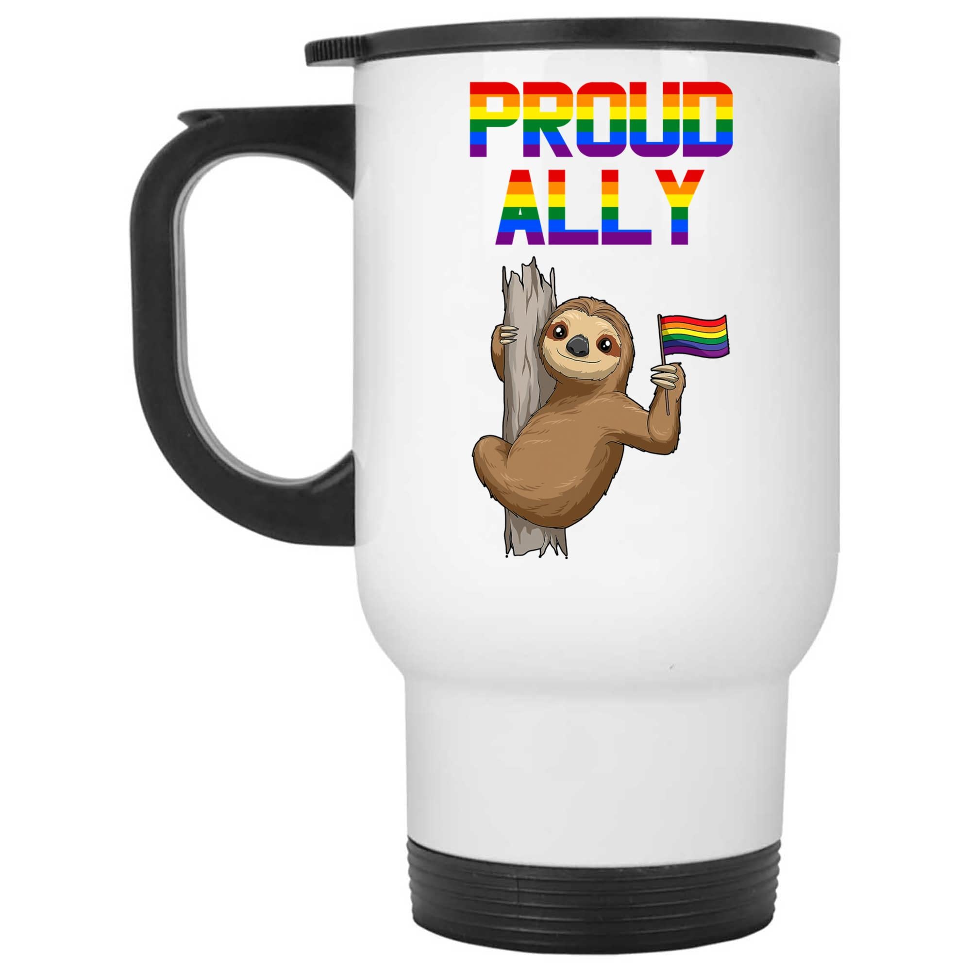 Skitongifts Coffee Mug Funny Ceramic Novelty M98-NH261221-Sloth Proud Ally LGBTQ Pride 44V7Utj