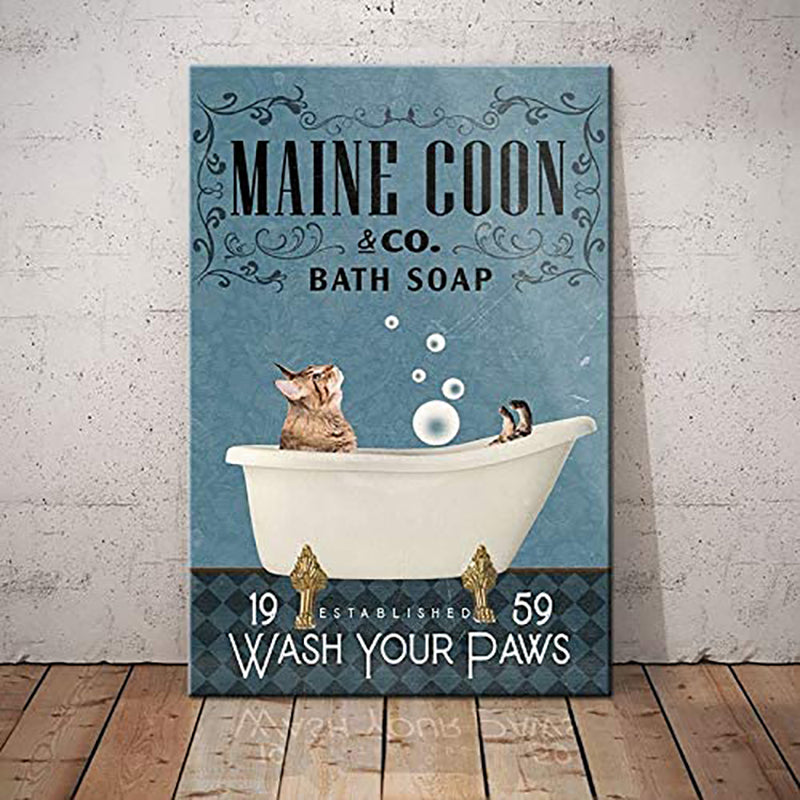 Maine Coon In Bathtub Bath Soap Established Wash Your Paws