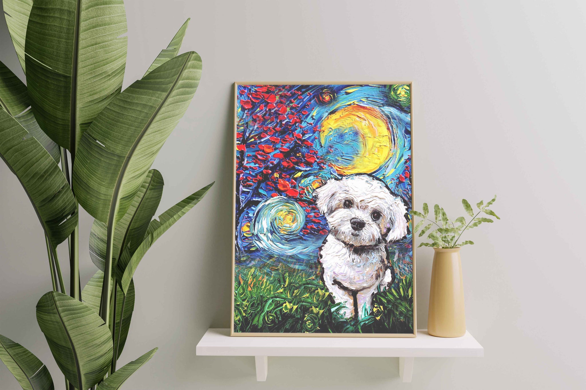 Skitongifts Poster No Frame, Wall Art, Home Decor Maltipoo Dog Starry Night Style Halloween-TT1008