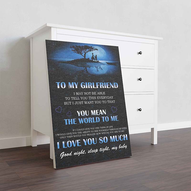 Skitongifts Wall Decoration, Home Decor, Decoration Room Meaningful Quote Boyfriend To My Girlfriend You Mean The World To Me-TT0501