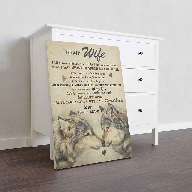 Skitongifts Wall Decoration, Home Decor, Decoration Room Meaningful Quote To My Wife, Love Husband Wolf I Fell In Love With You Wolf-TT0702