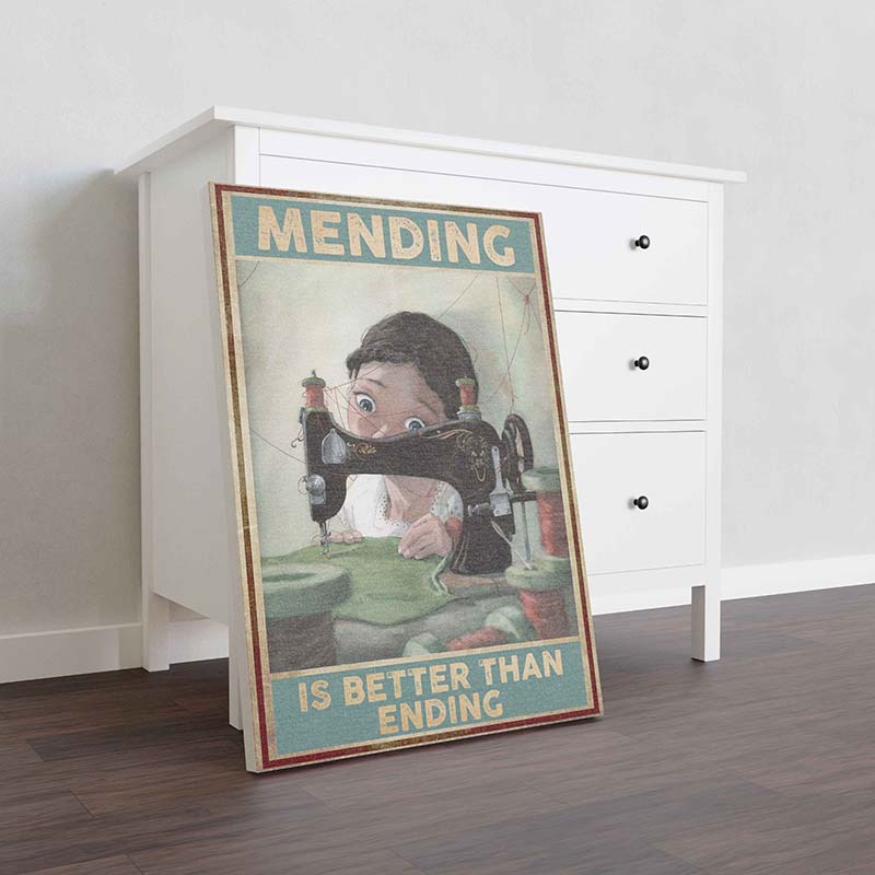 Skitongifts Wall Decoration, Home Decor, Decoration Room Mending Is Better Than Ending-TT2110