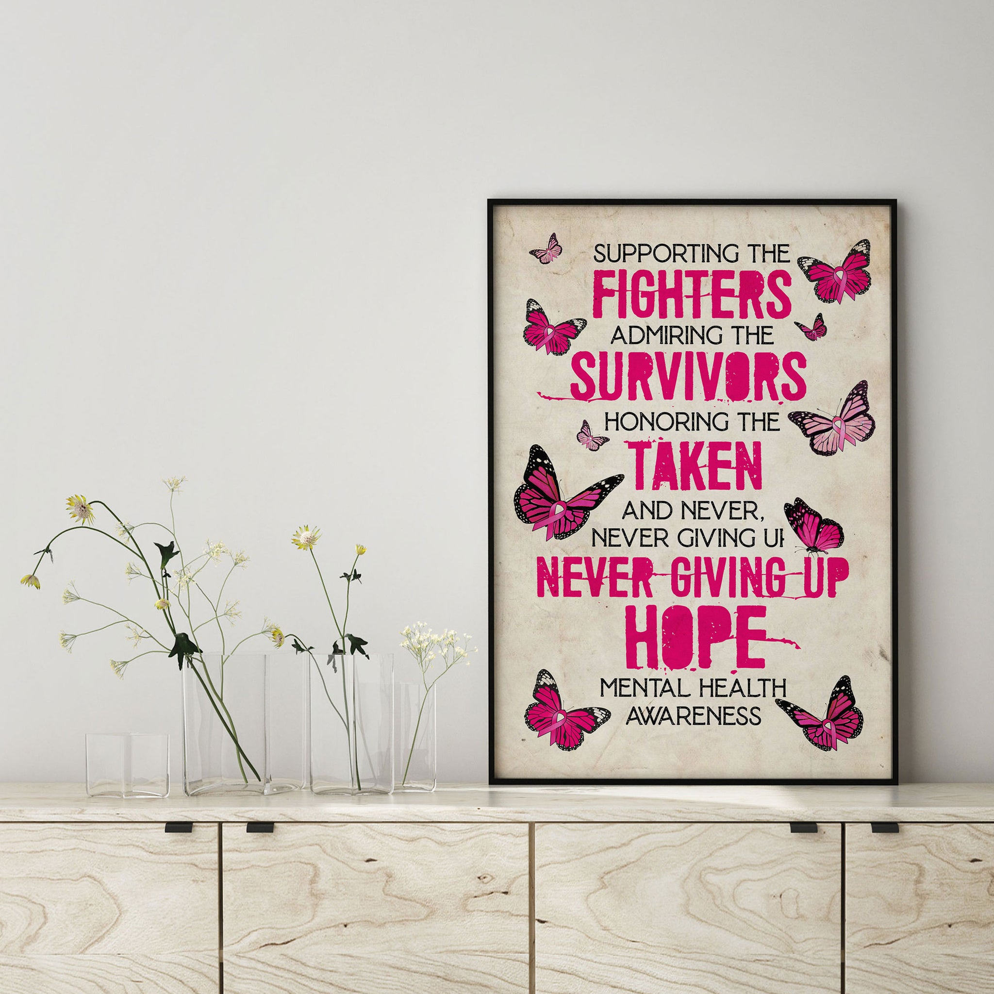 Mental Health Butterfly Supporting The Fighters Quotes-MH1708