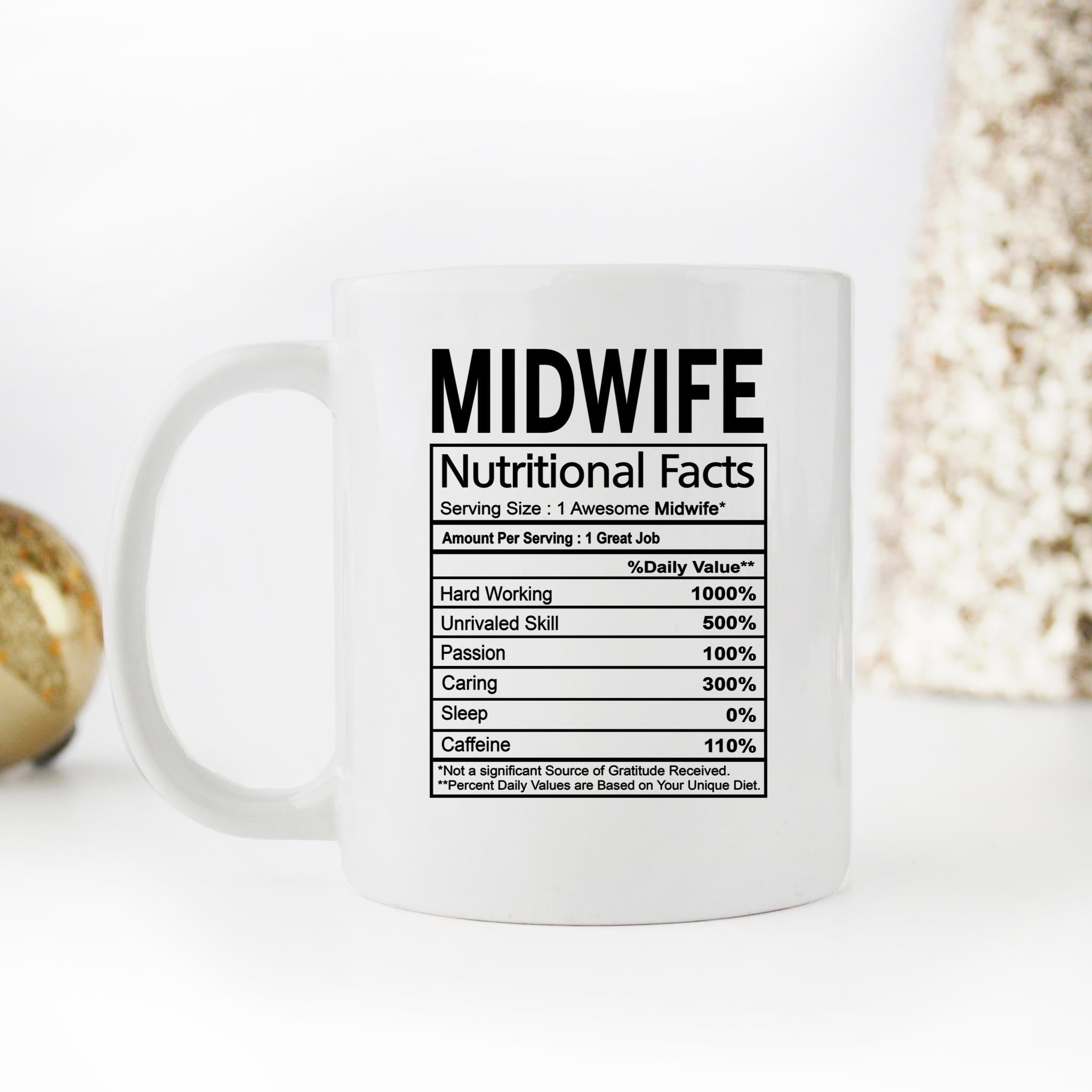 Skitongifts Funny Ceramic Novelty Coffee Mug Midwife Nutritional Facts duAfZW4