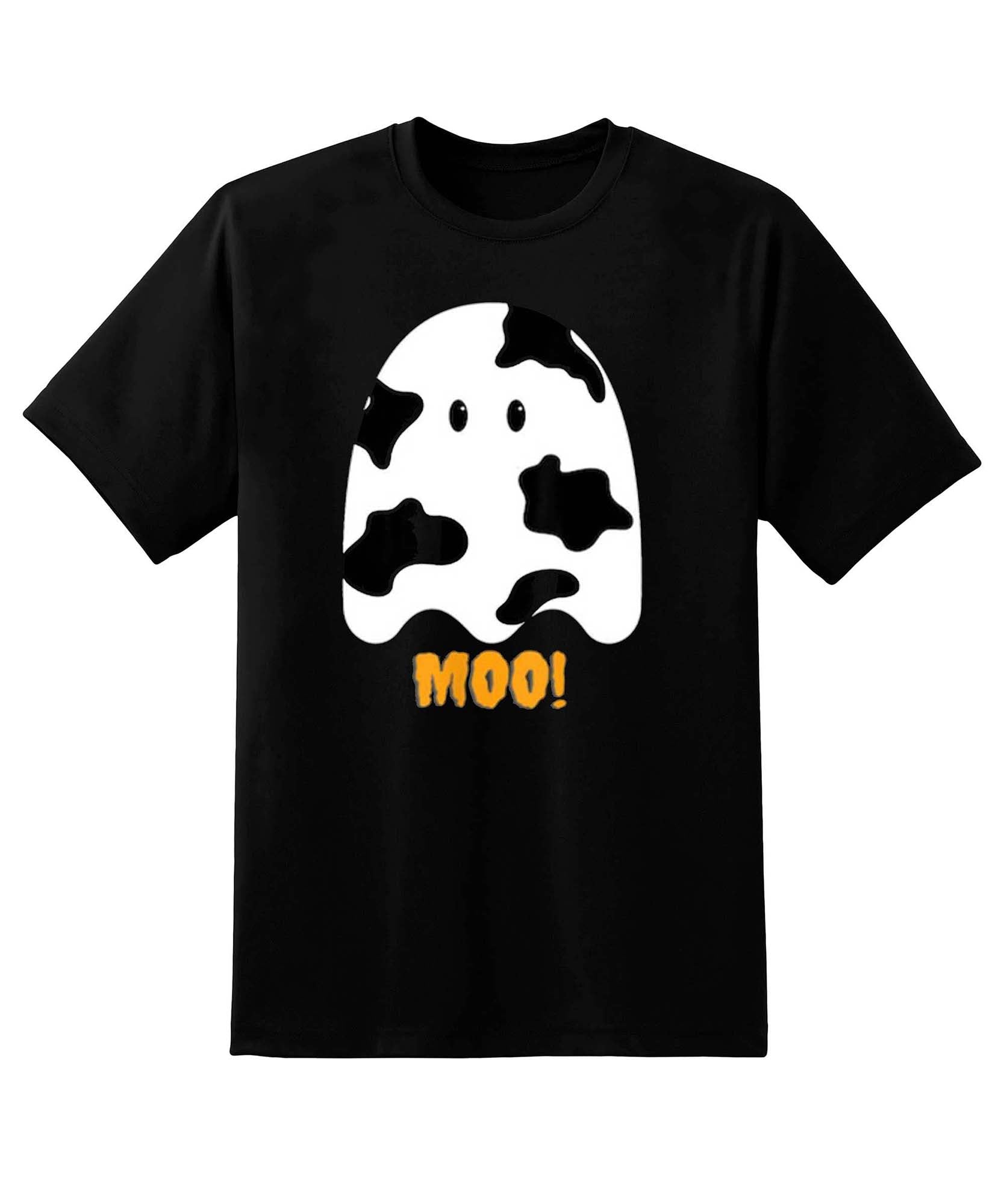 Skitongift Mo Cute Funny Cow Print Ghost Halloween Funny Shirts Hoodie Sweater Short Sleeve Casual Shirt