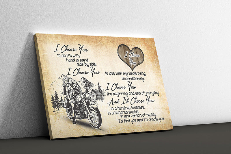Motorcycle Couple I Choose You to Do Life with Hand by Hand Side by Side Biker-HH2108
