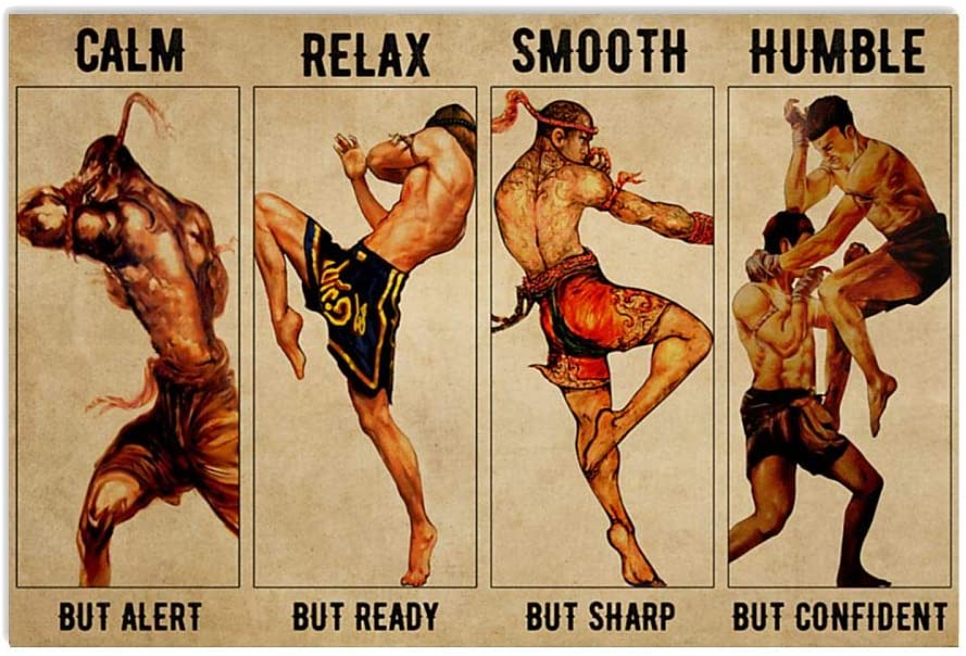 Muay Thai Be Strong Be Brave Be Humble Be Badass Decor For For Men For Son