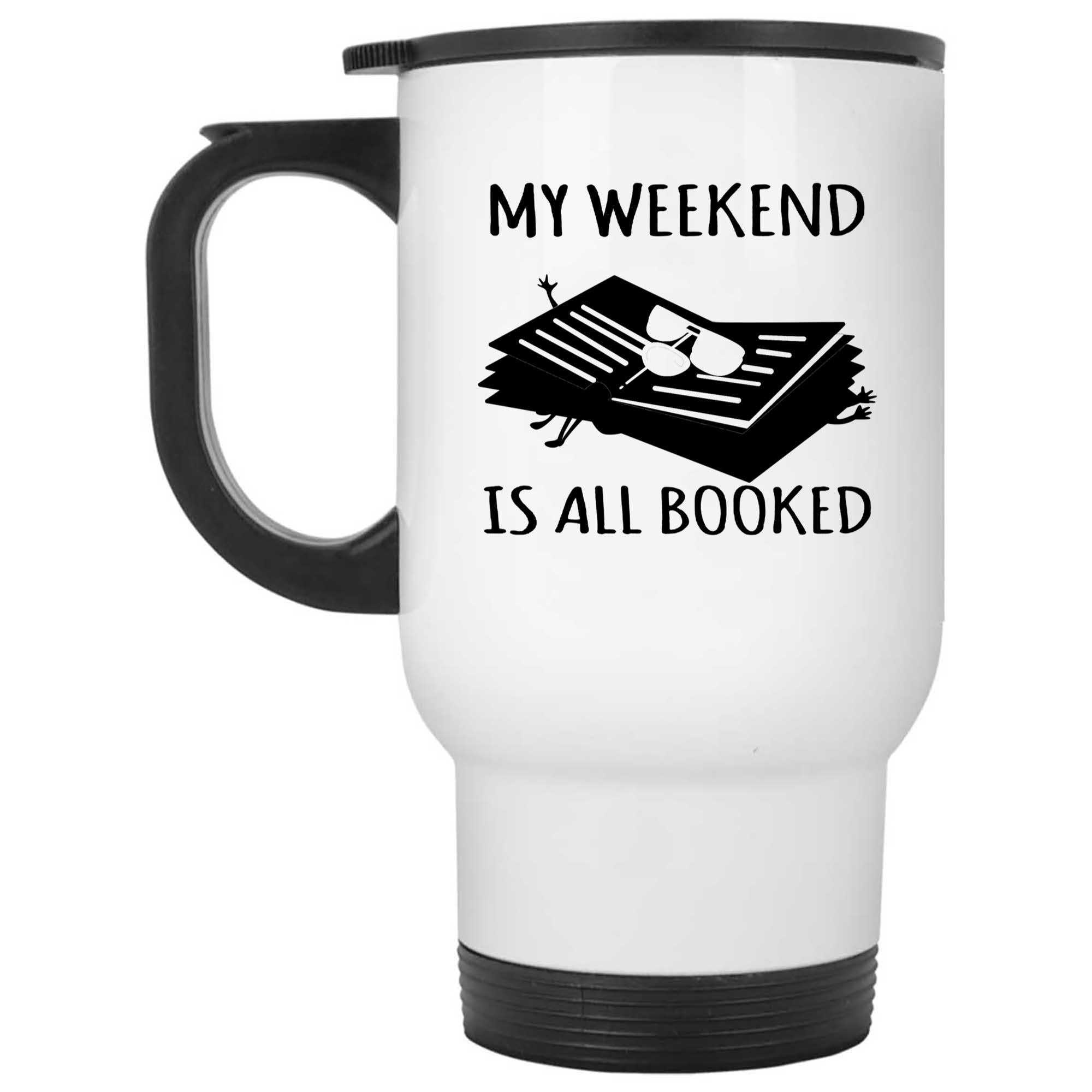 Skitongifts Funny Ceramic Novelty Coffee Mug My Weekend Is All Booked Book Lover For Reader Life ZQFv3tD