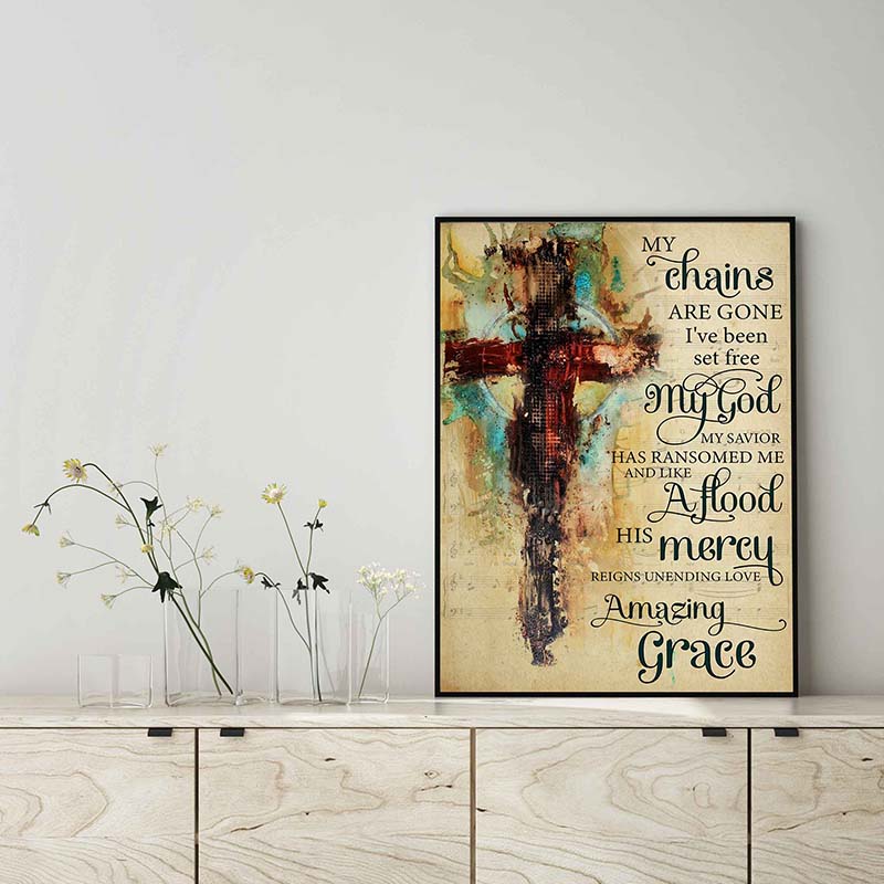 Skitongifts Wall Decoration, Home Decor, Decoration Room My Chains Are Gone I Have Been Set Free My God TT0503