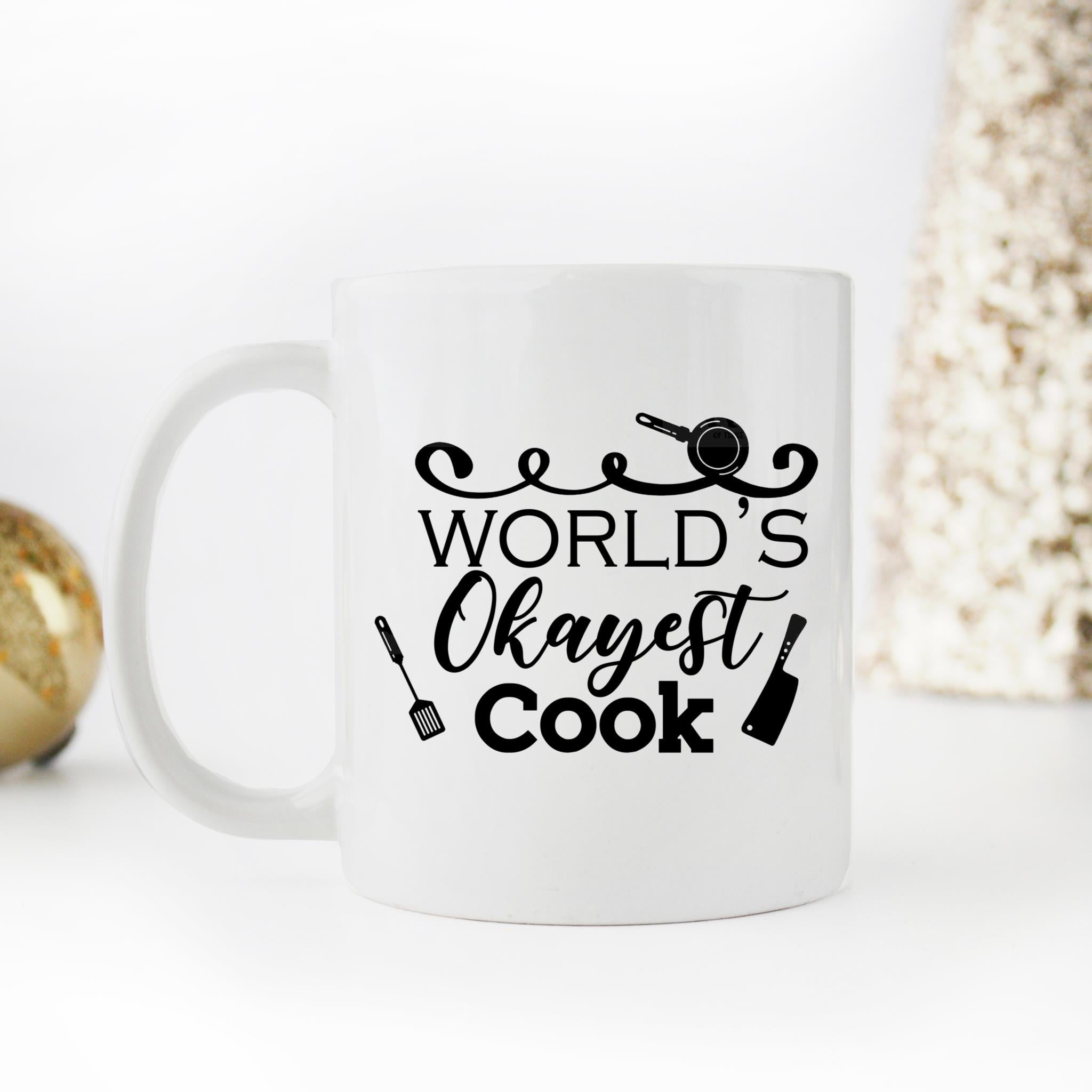 Skitongifts Coffee Mug Funny Ceramic Novelty World's Okayest Cook Lxozk4W