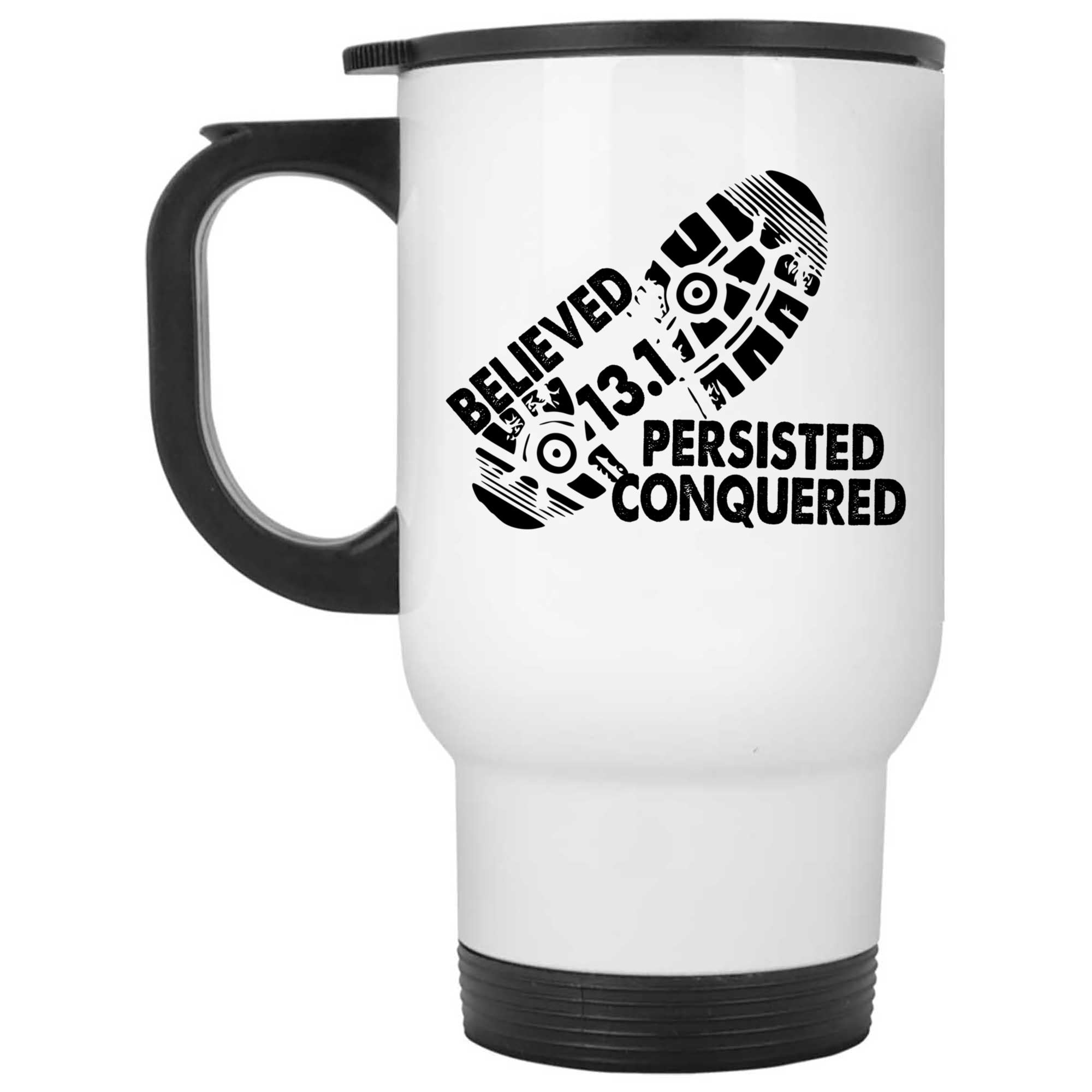 Skitongifts Coffee Mug Funny Ceramic Novelty Marathon Runner - 13.1 Believed Persisted Conquered Zrkbt9O