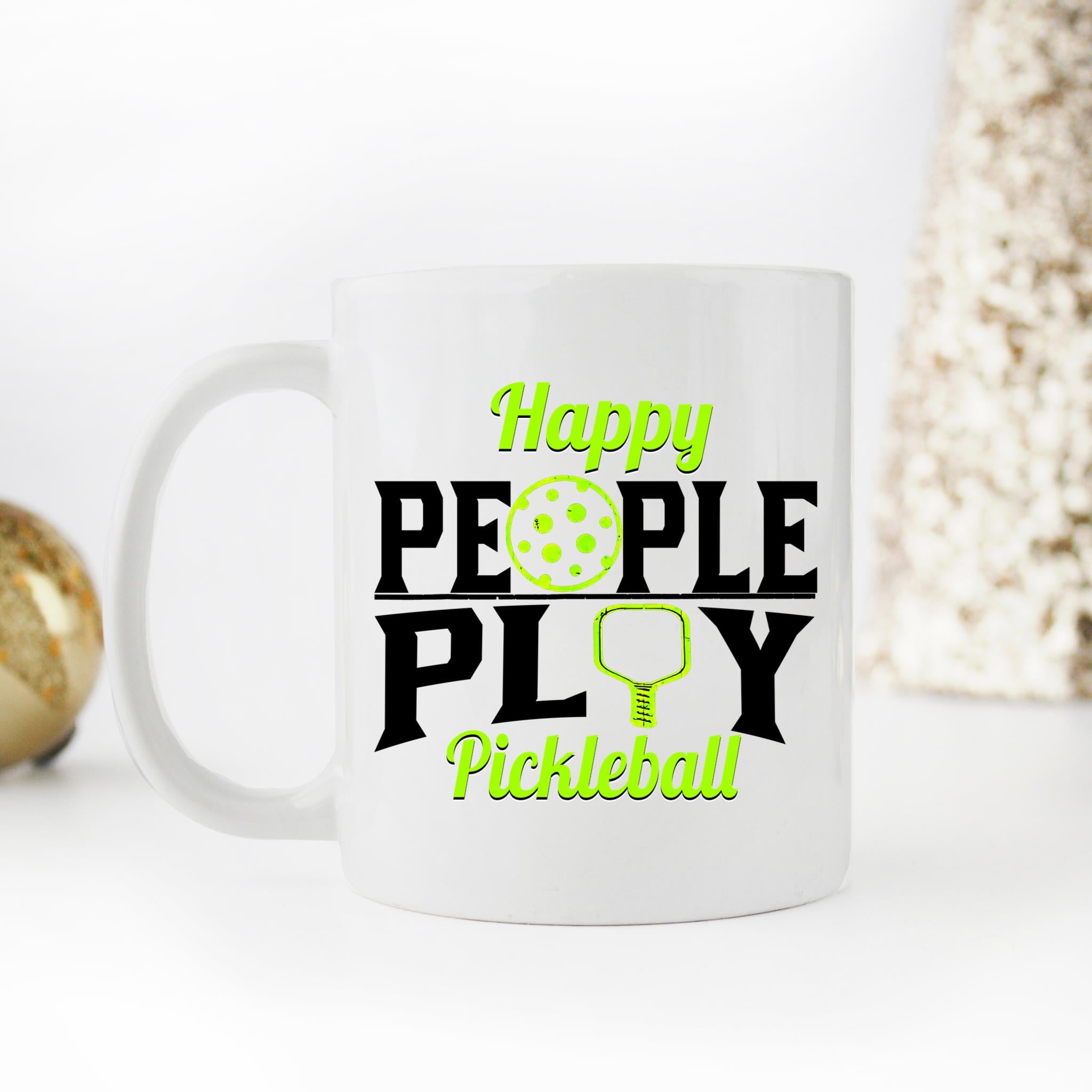 Skitongifts Coffee Mug Funny Ceramic Novelty Happy People Play Pickleball Booybij
