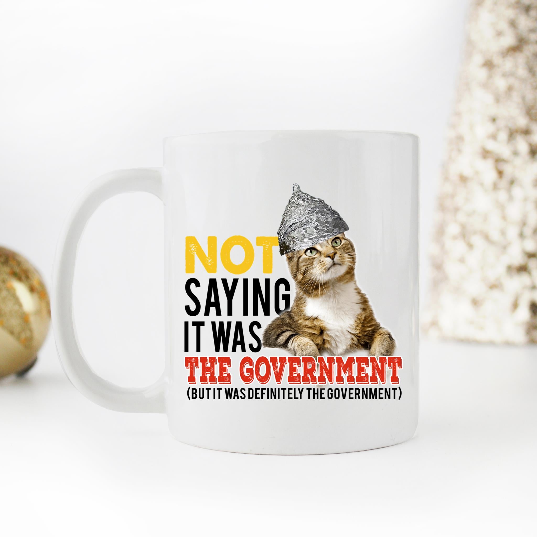 Skitongifts Coffee Mug Funny Ceramic Novelty NH191221-Cat Tin Foil Hat Conspiracy. Not Saying It Was The Government Tcmvrlb