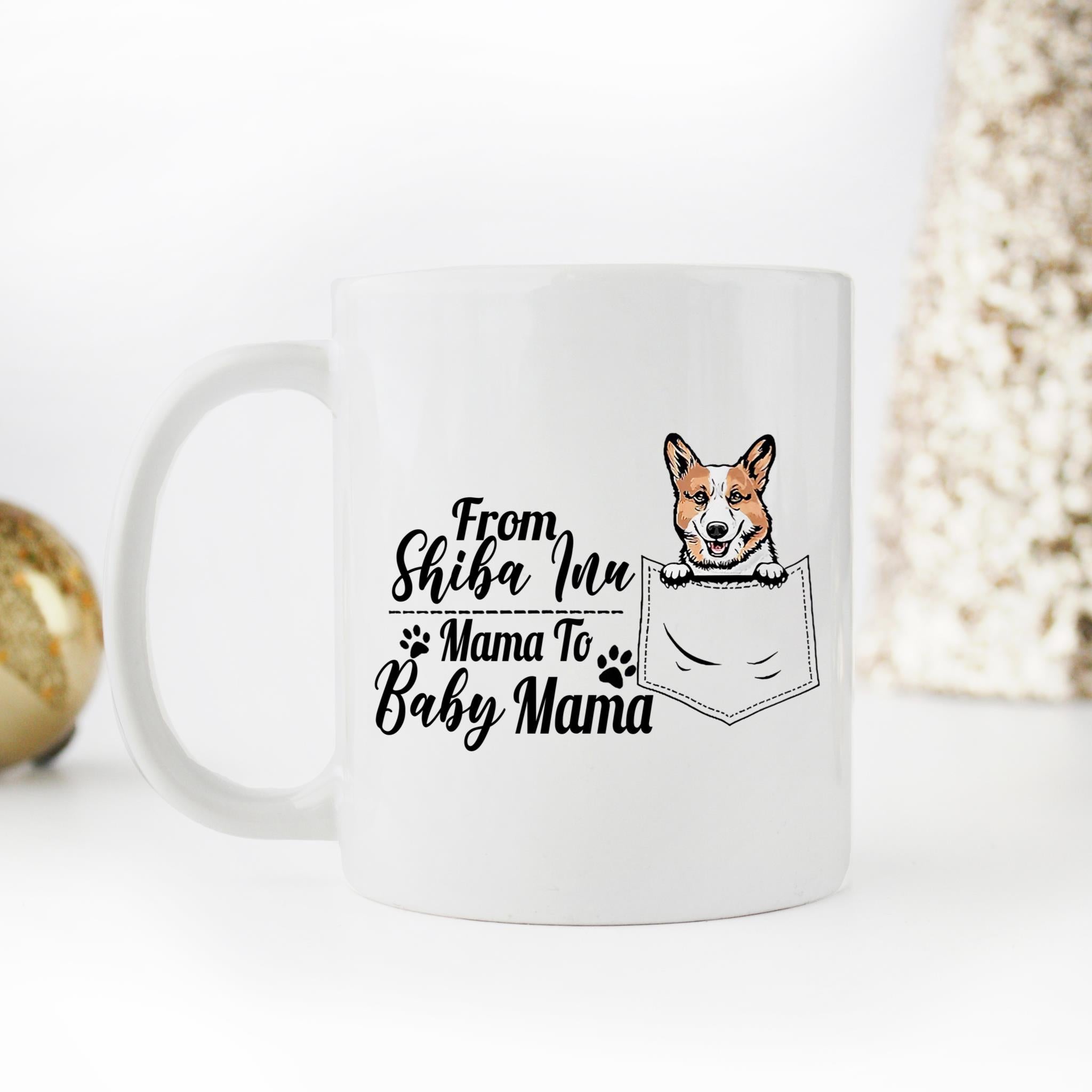 Skitongifts Coffee Mug Funny Ceramic Novelty From Shiba Inu Mama To Baby Mama Yvcbcyk