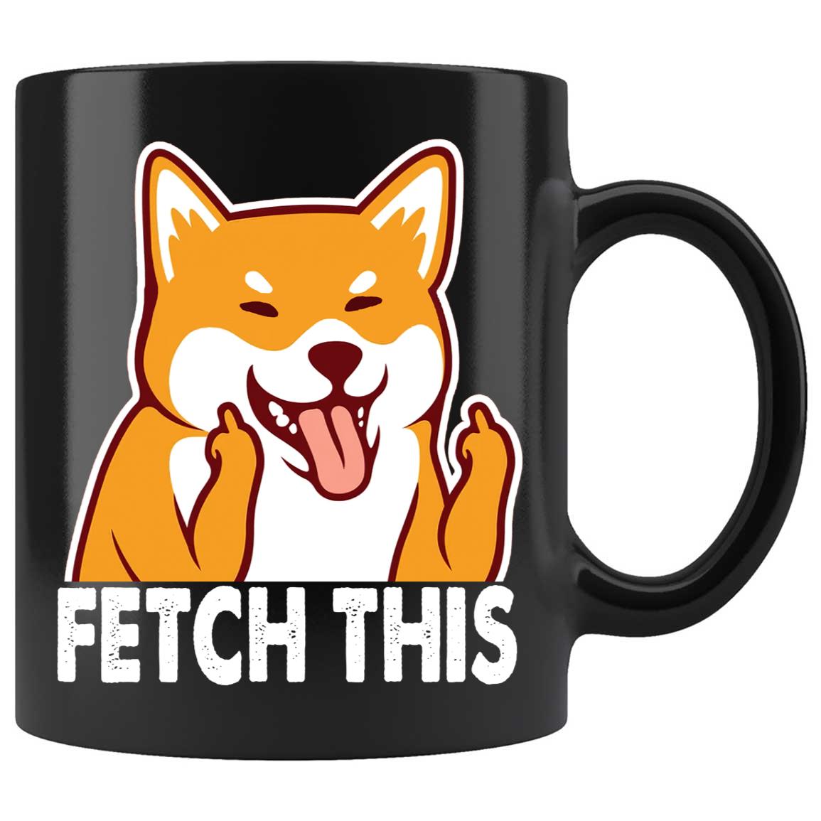 Skitongifts Coffee Mug Funny Ceramic Novelty Shiba Inu Fetch This Dog Middle Finger 37Vnhge