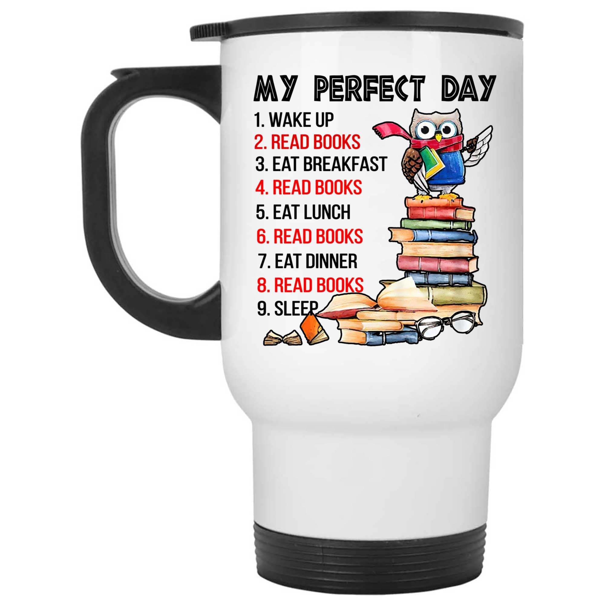 Skitongifts Coffee Mug Funny Ceramic Novelty My Perfect Day, Books Shelves Mug, Gift For Librarian, Librarian Book Mug, Lover Bookworm Xpu2Ud4