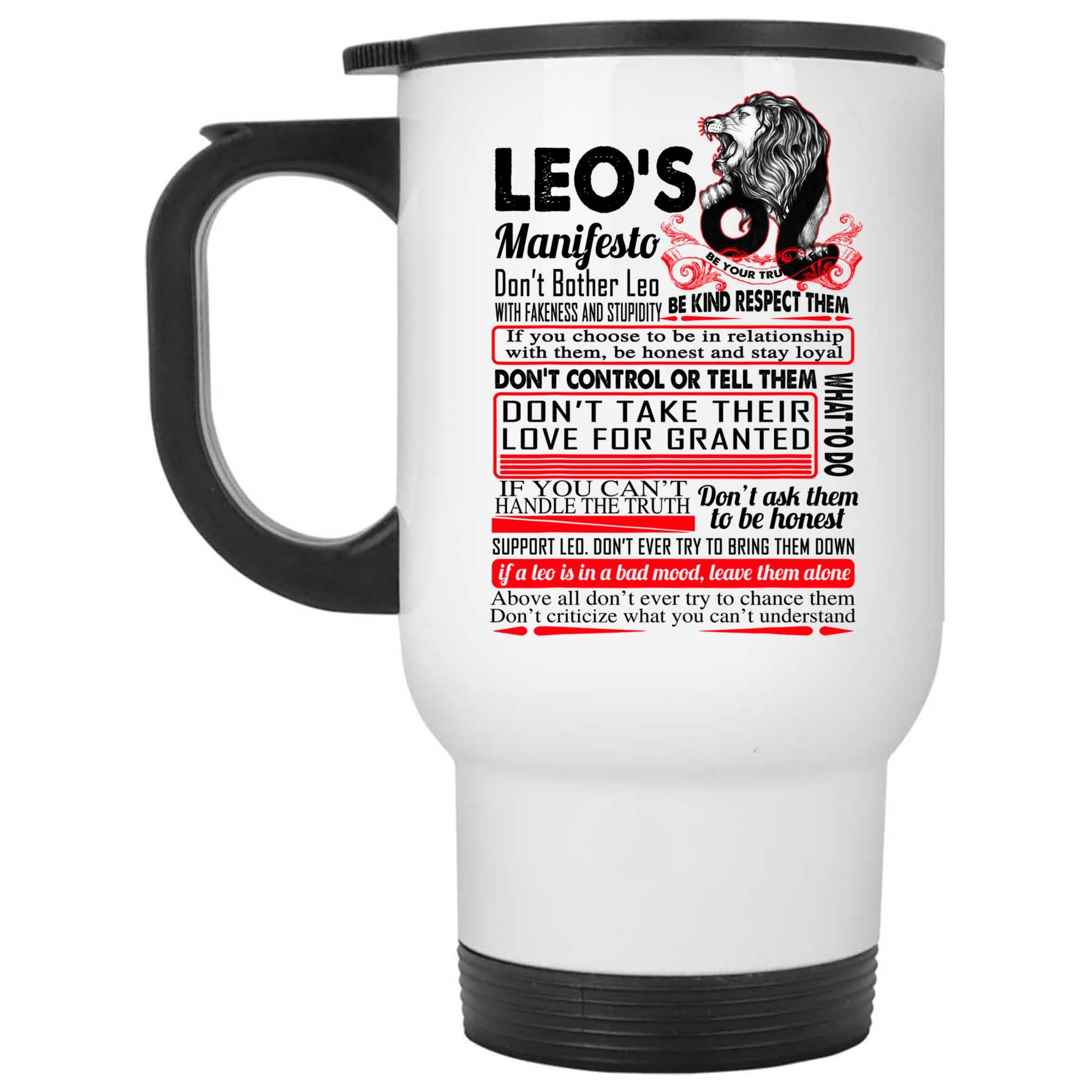 Skitongifts Coffee Mug Funny Ceramic Novelty Leo's Manifesto Don't Bother Leo With Fakeness And Stupidity Gu3Bdrl