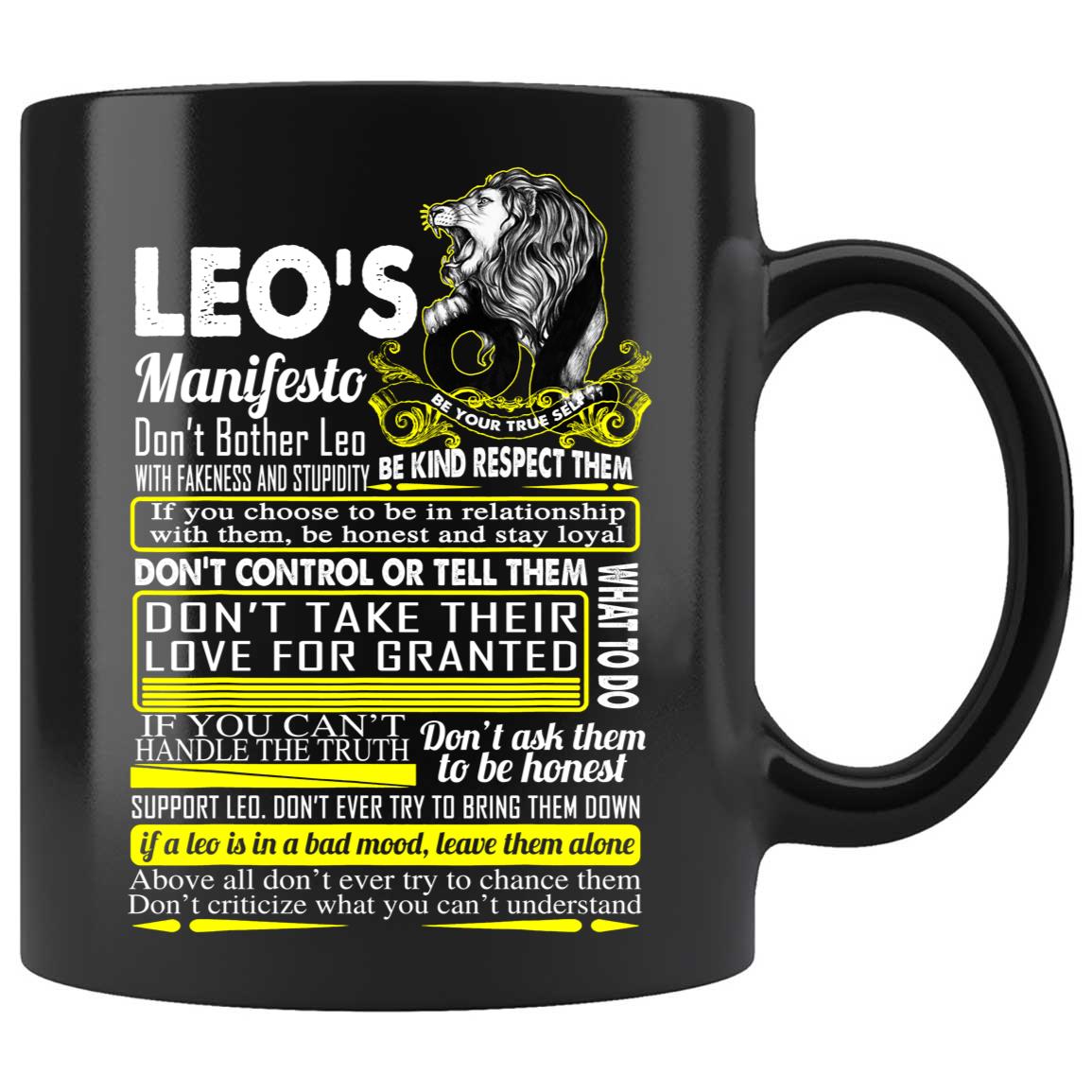 Skitongifts Coffee Mug Funny Ceramic Novelty Leo's Manifesto Don't Bother Leo With Fakeness And Stupidity Gu3Bdrl