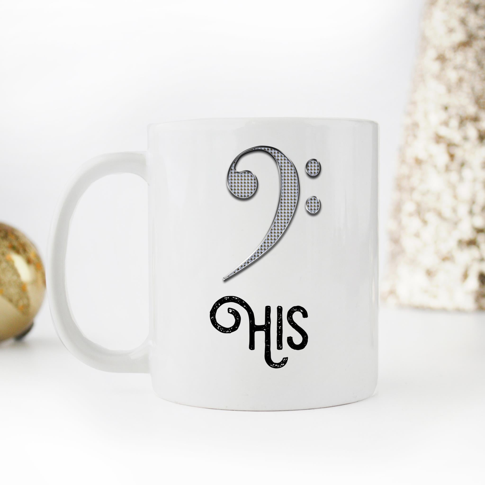 Skitongift Coffee Mug Funny Ceramic Novelty NH22122021-Music Lovers, His and Hers Bass and Treble Clef, Gift for Music Teacher, Musicians, Newlyweds-a cVVGtsP