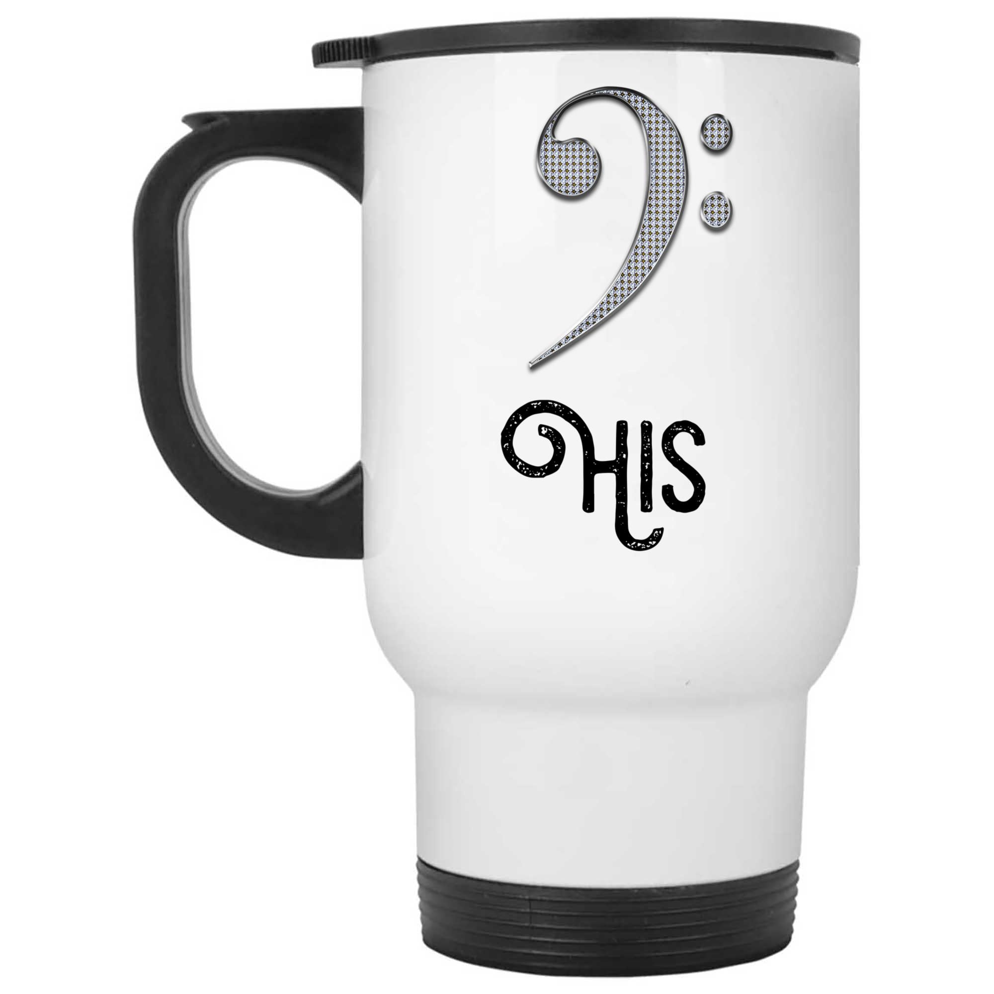Skitongift Coffee Mug Funny Ceramic Novelty NH22122021-Music Lovers, His and Hers Bass and Treble Clef, Gift for Music Teacher, Musicians, Newlyweds-b FnWSJUJ