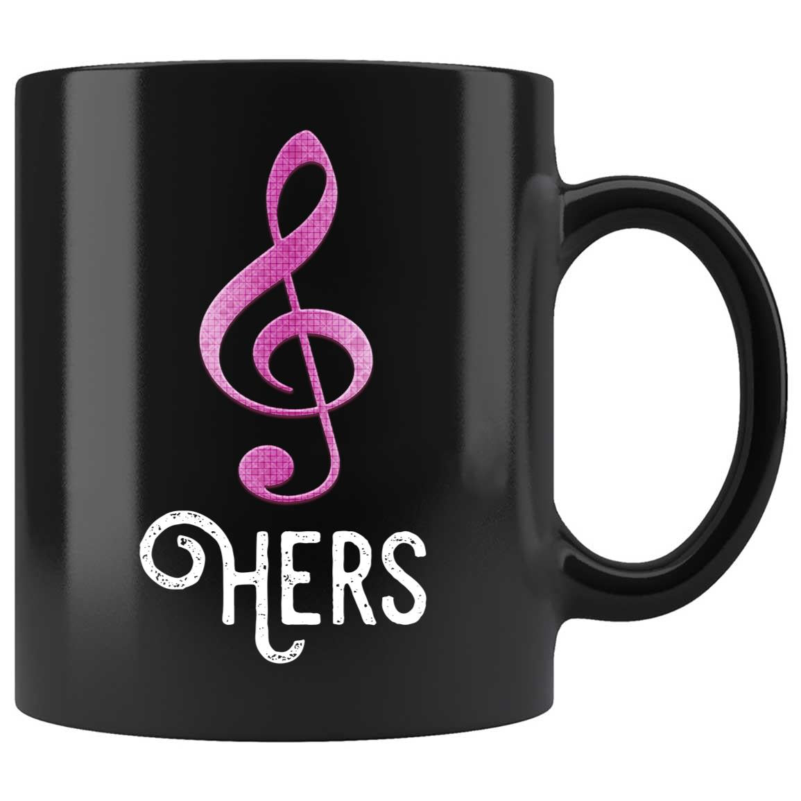 Skitongift Coffee Mug Funny Ceramic Novelty NH22122021-Music Lovers, His and Hers Bass and Treble Clef, Gift for Music Teacher, Musicians, Newlyweds-b FnWSJUJ