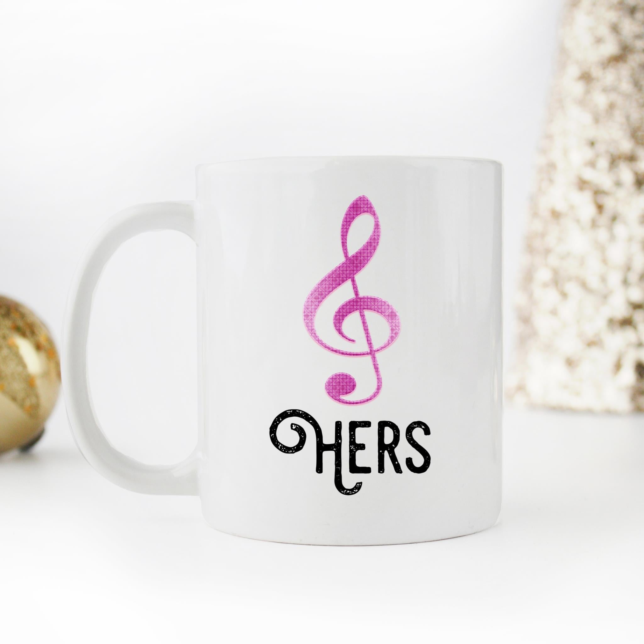 Skitongift Coffee Mug Funny Ceramic Novelty NH22122021-Music Lovers, His and Hers Bass and Treble Clef, Gift for Music Teacher, Musicians, Newlyweds-b FnWSJUJ