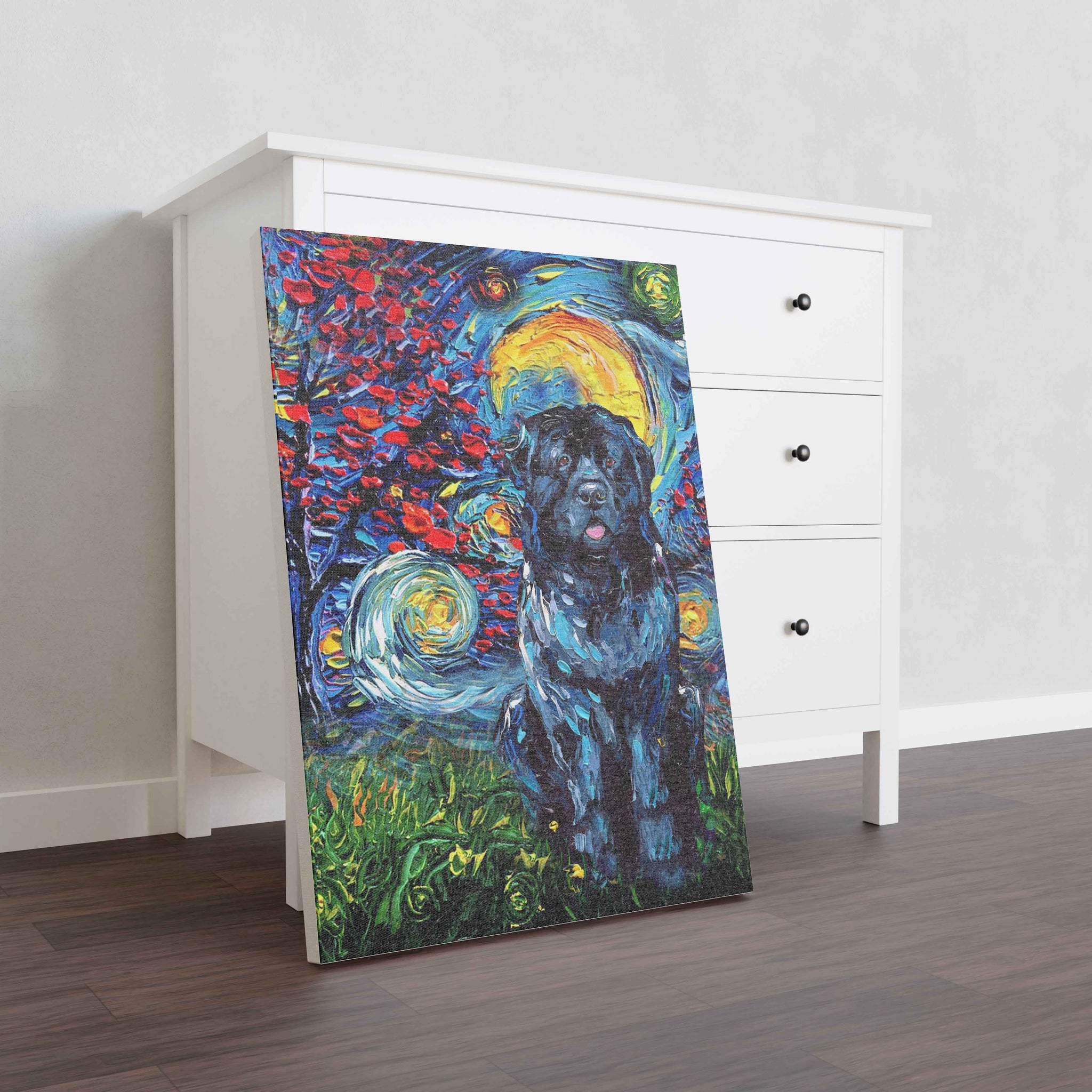 Skitongifts Poster No Frame, Wall Art, Home Decor Newfoundland Dog Starry Night Style Halloween-TT1008