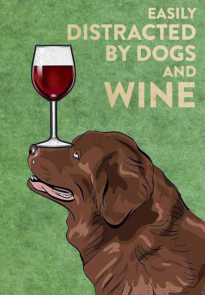 Newfoundland Easily Distracted By Dogs And Wine-TT2708