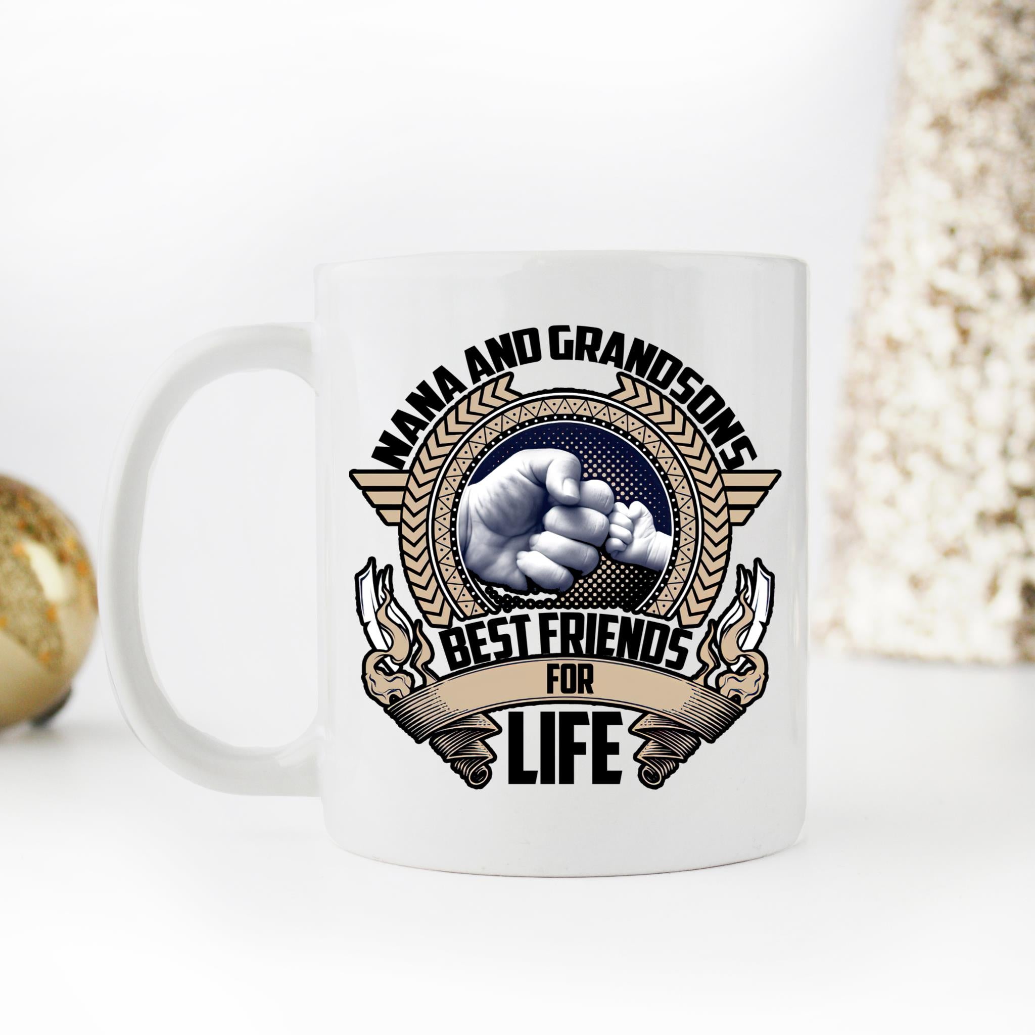 Skitongifts Coffee Mug Funny Ceramic Novelty Nana And Grandson Best Friends For Life qwmI3T6
