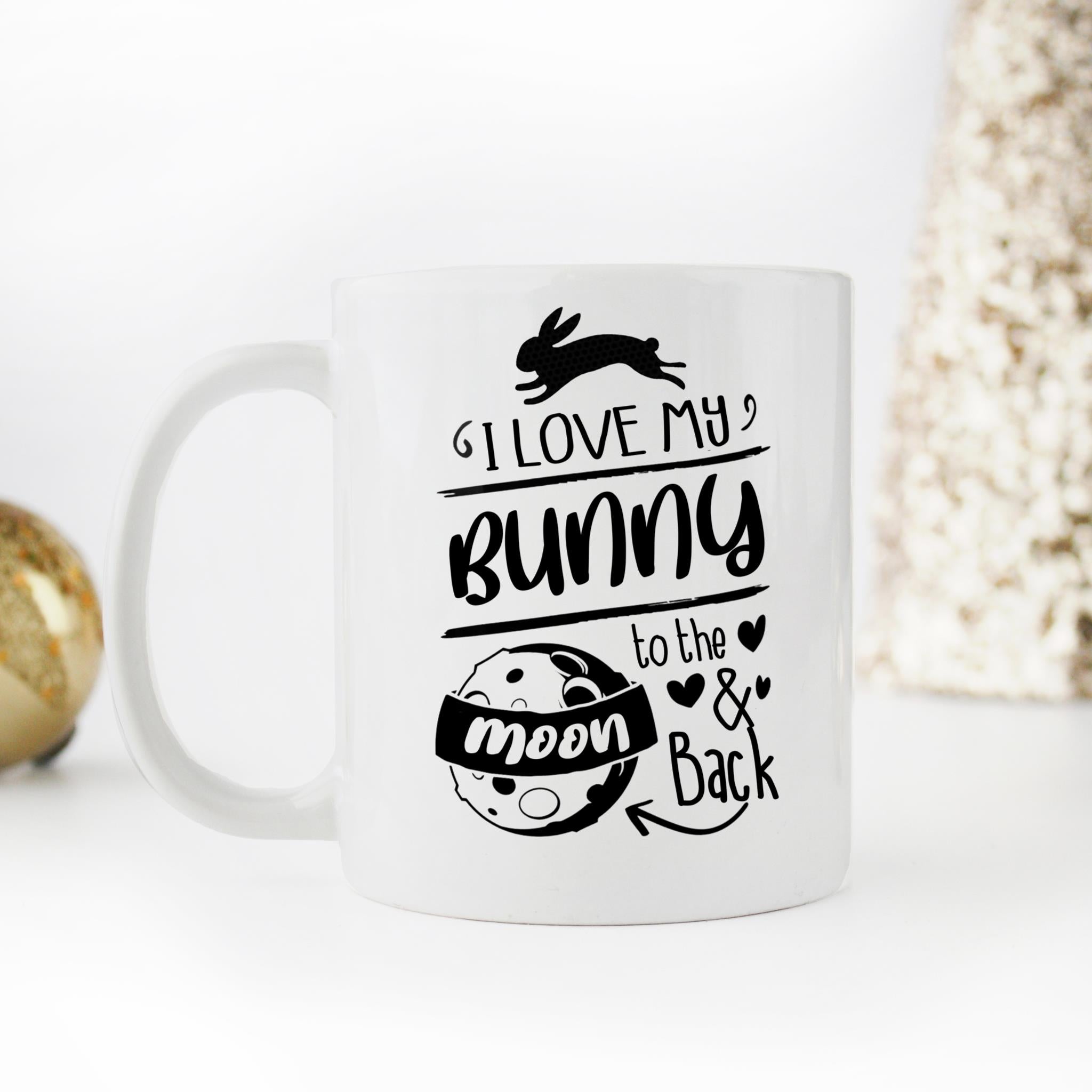 Skitongifts Coffee Mug Funny Ceramic Novelty I Love My Bunny To The Moon And Back TS9dKvG