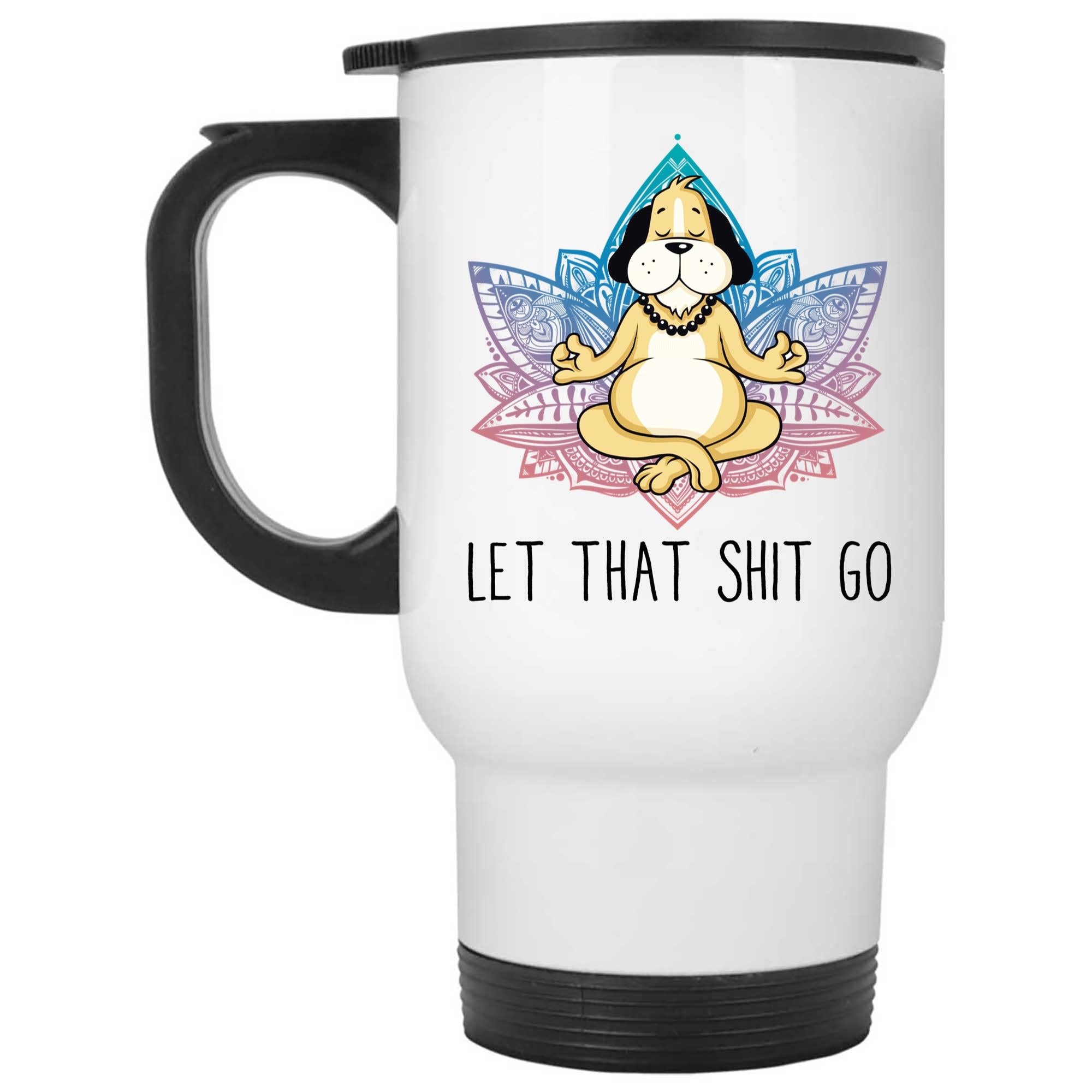 Skitongifts Coffee Mug Funny Ceramic Novelty Let That Shit Go, Yoga omgYyrJ