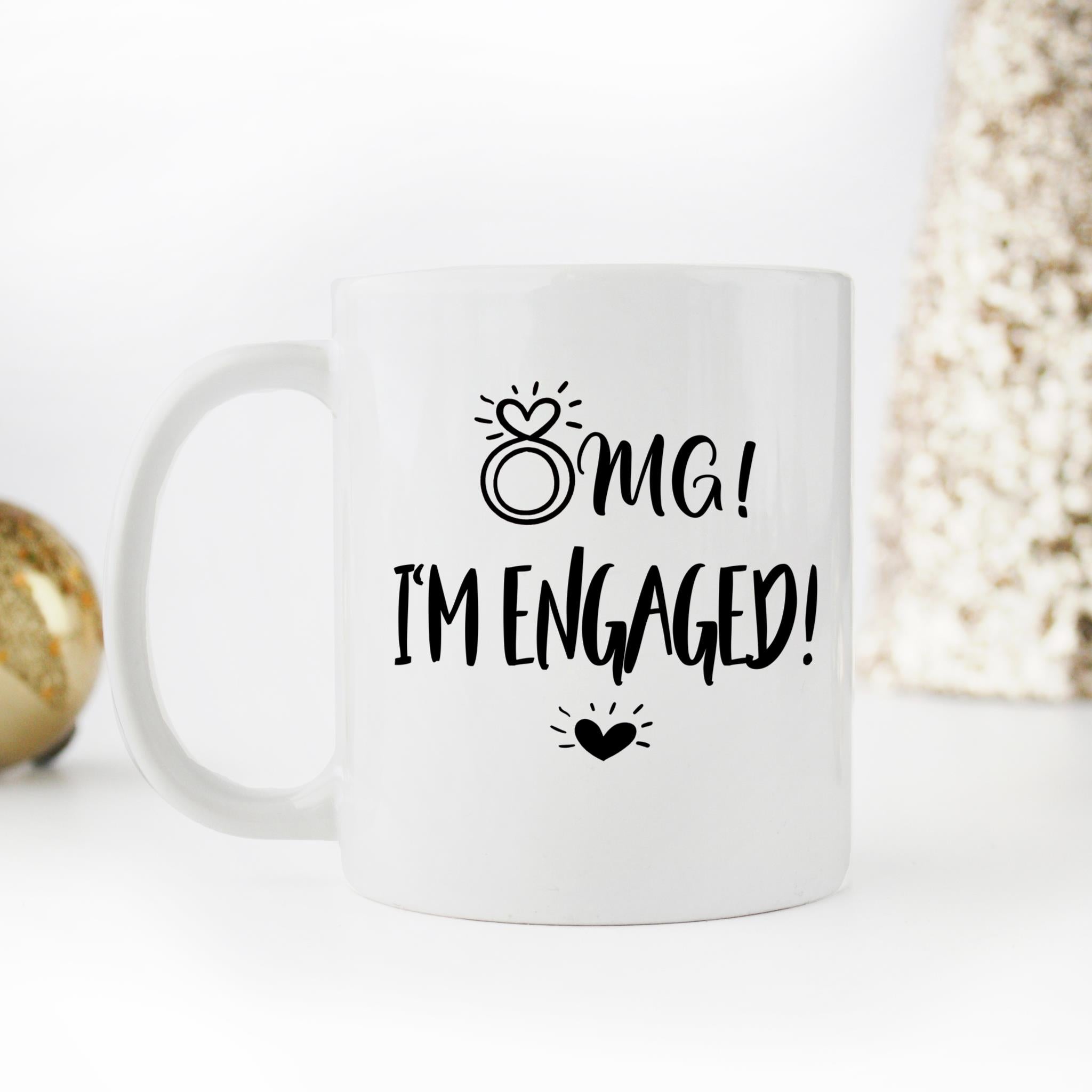 Skitongifts Coffee Mug Funny Ceramic Novelty Omg! I'm Engaged! WQAyDKs